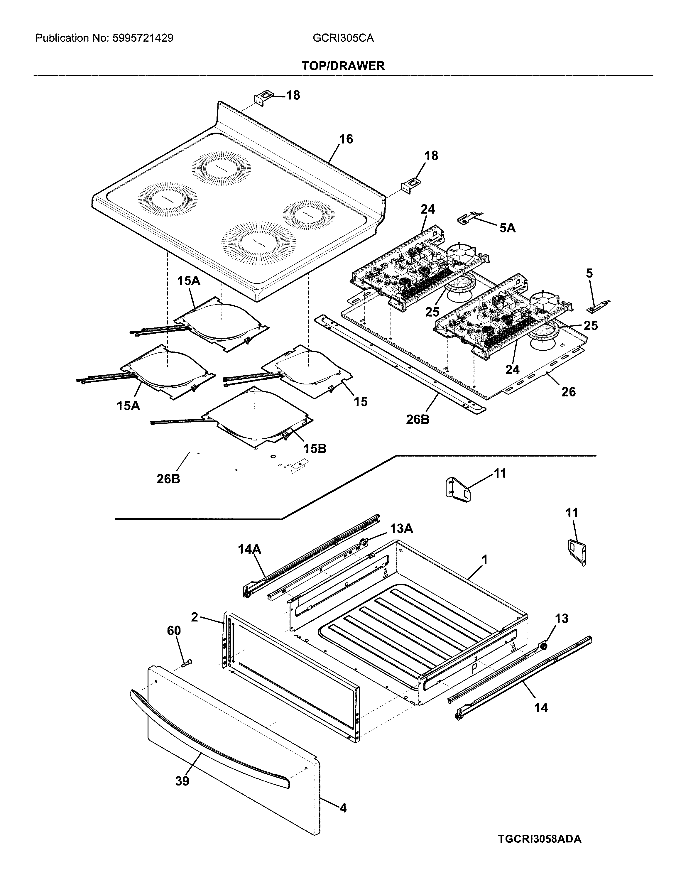 Frigidaire GCRI305CAFA top/drawer diagram