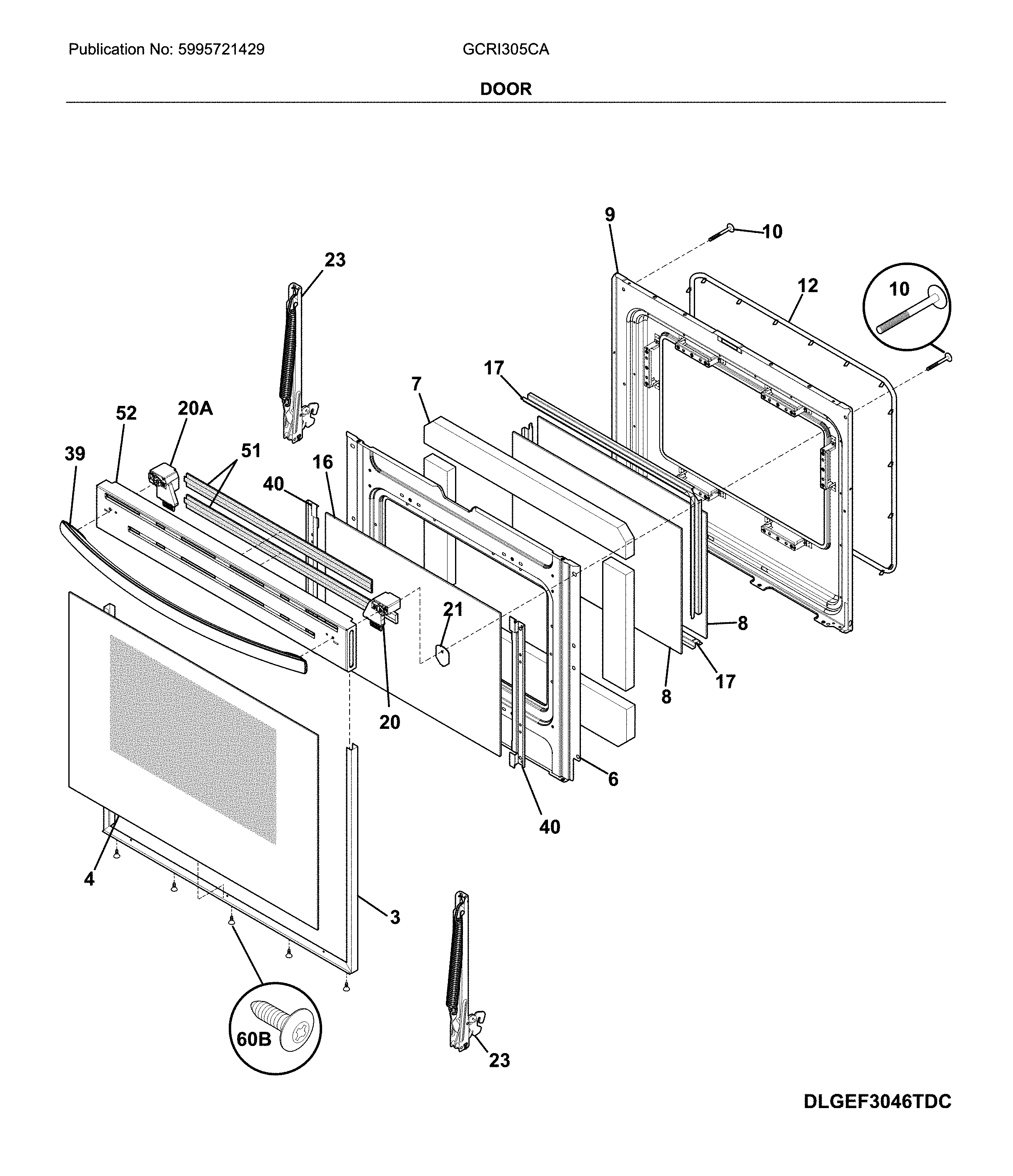 Frigidaire GCRI305CAFA door diagram