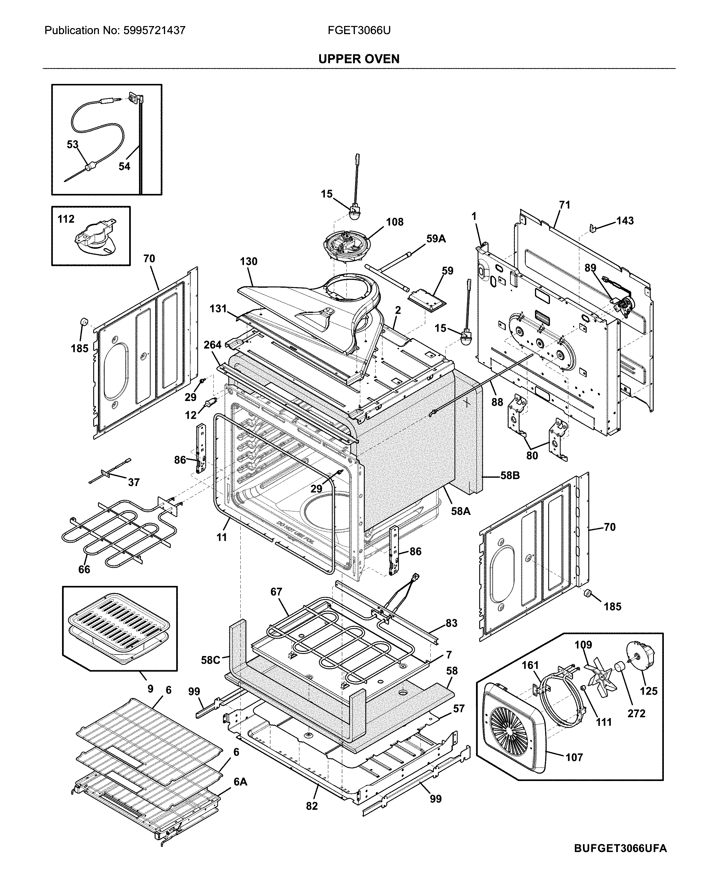 Frigidaire FGET3066UFA upper oven diagram