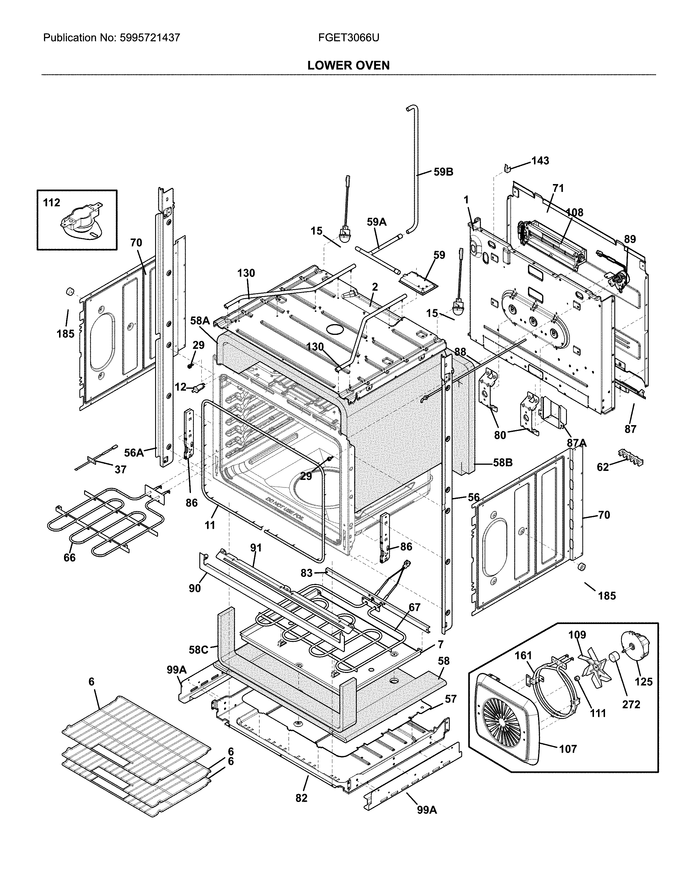 Frigidaire FGET3066UFA lower oven diagram