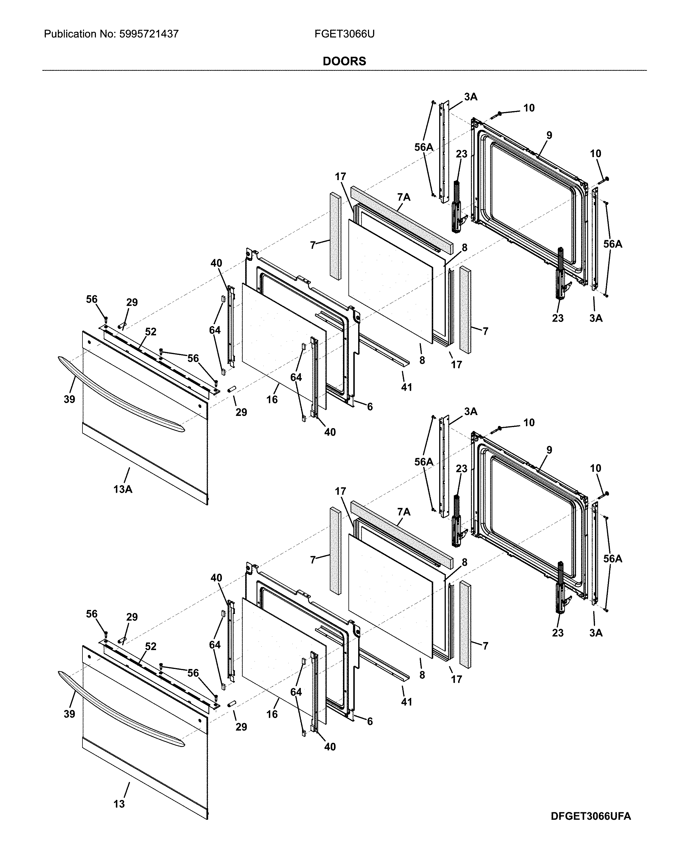 Frigidaire FGET3066UFA doors diagram