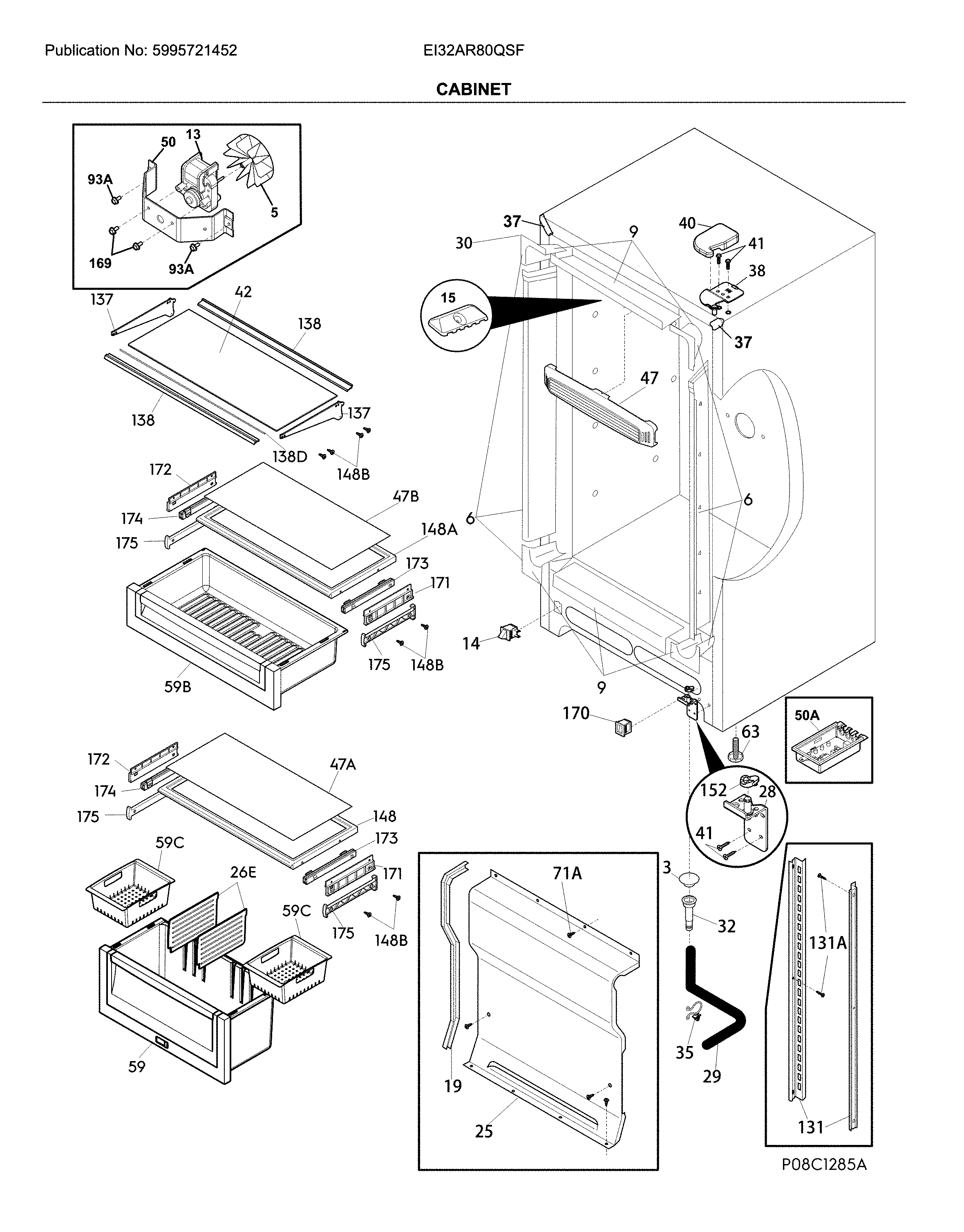 Electrolux EI32AR80QSF cabinet diagram