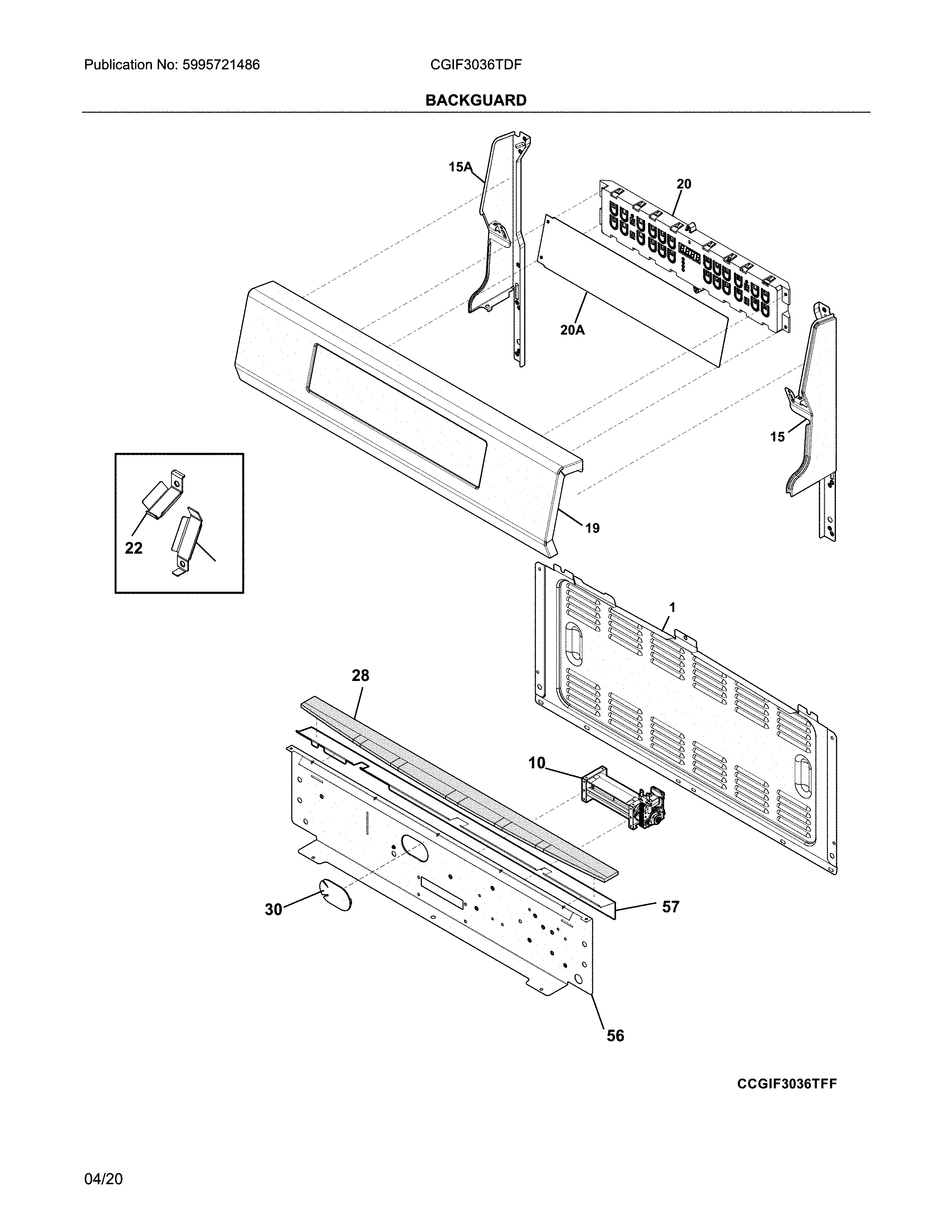 Frigidaire CGIF3036TDF backguard diagram