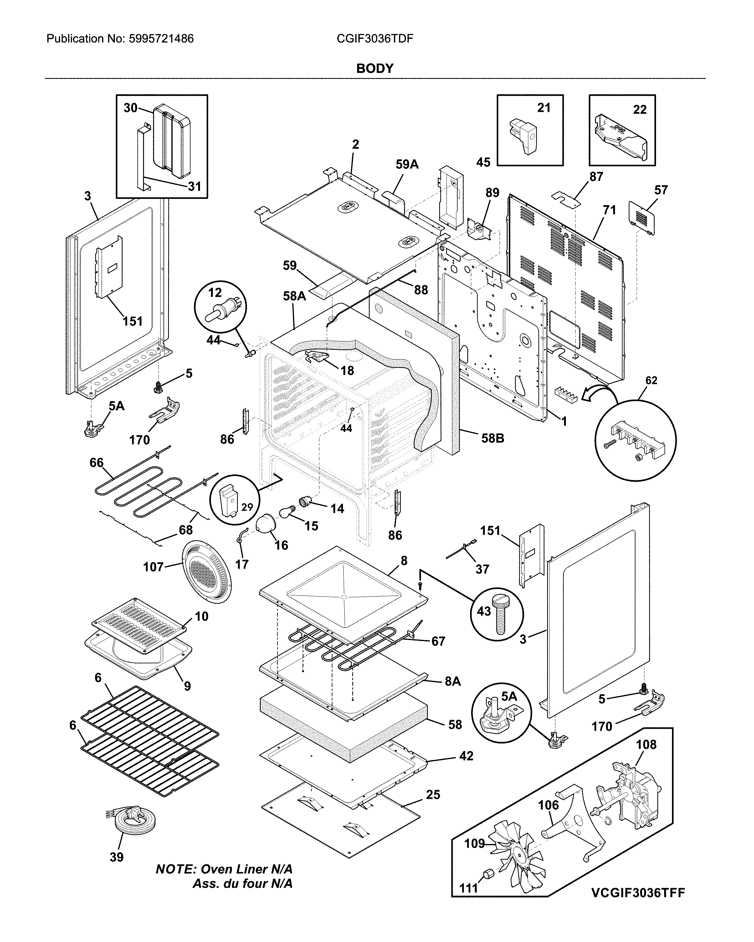 Frigidaire CGIF3036TDF body diagram