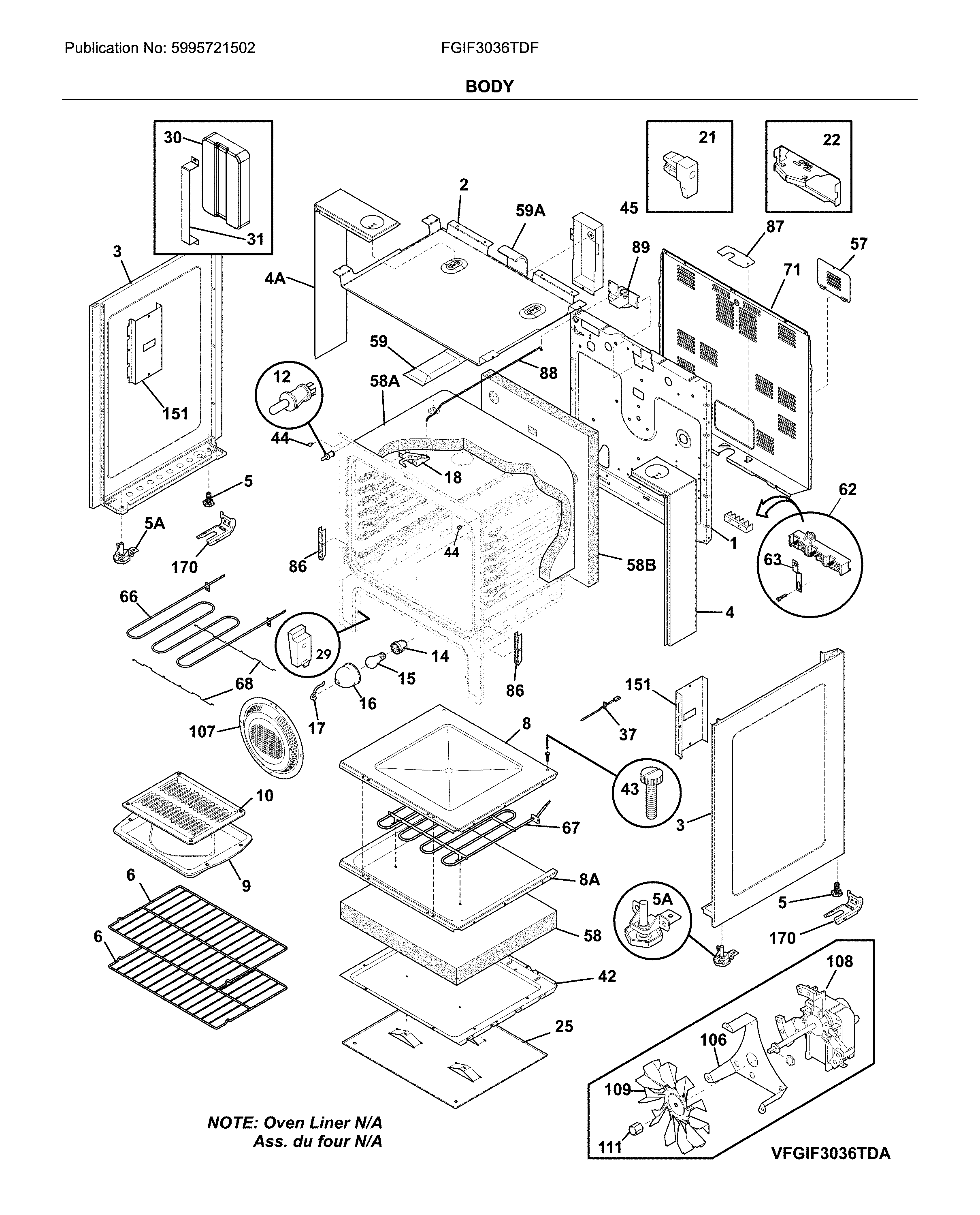 Frigidaire FGIF3036TDF body diagram
