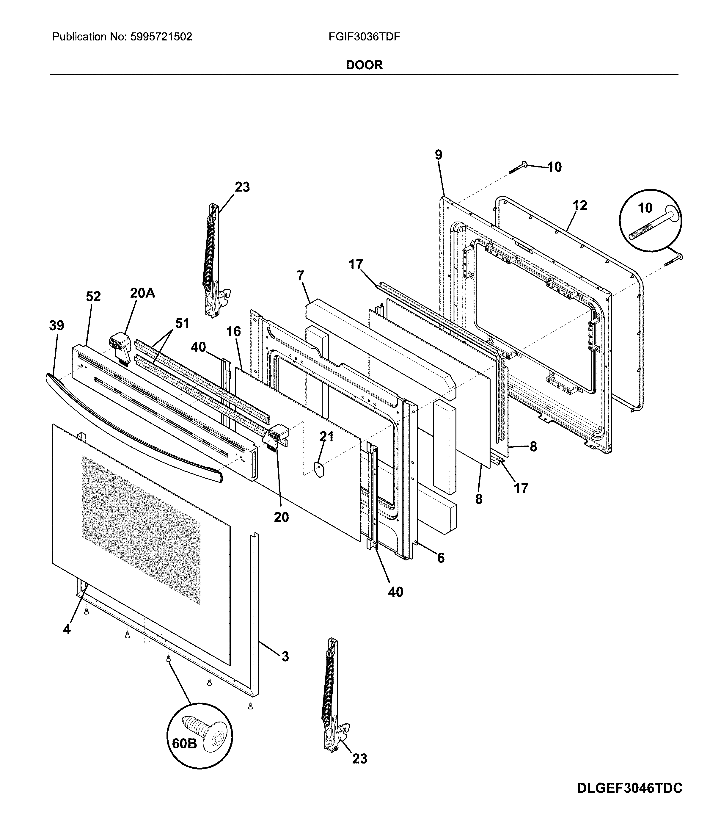 Frigidaire FGIF3036TDF door diagram