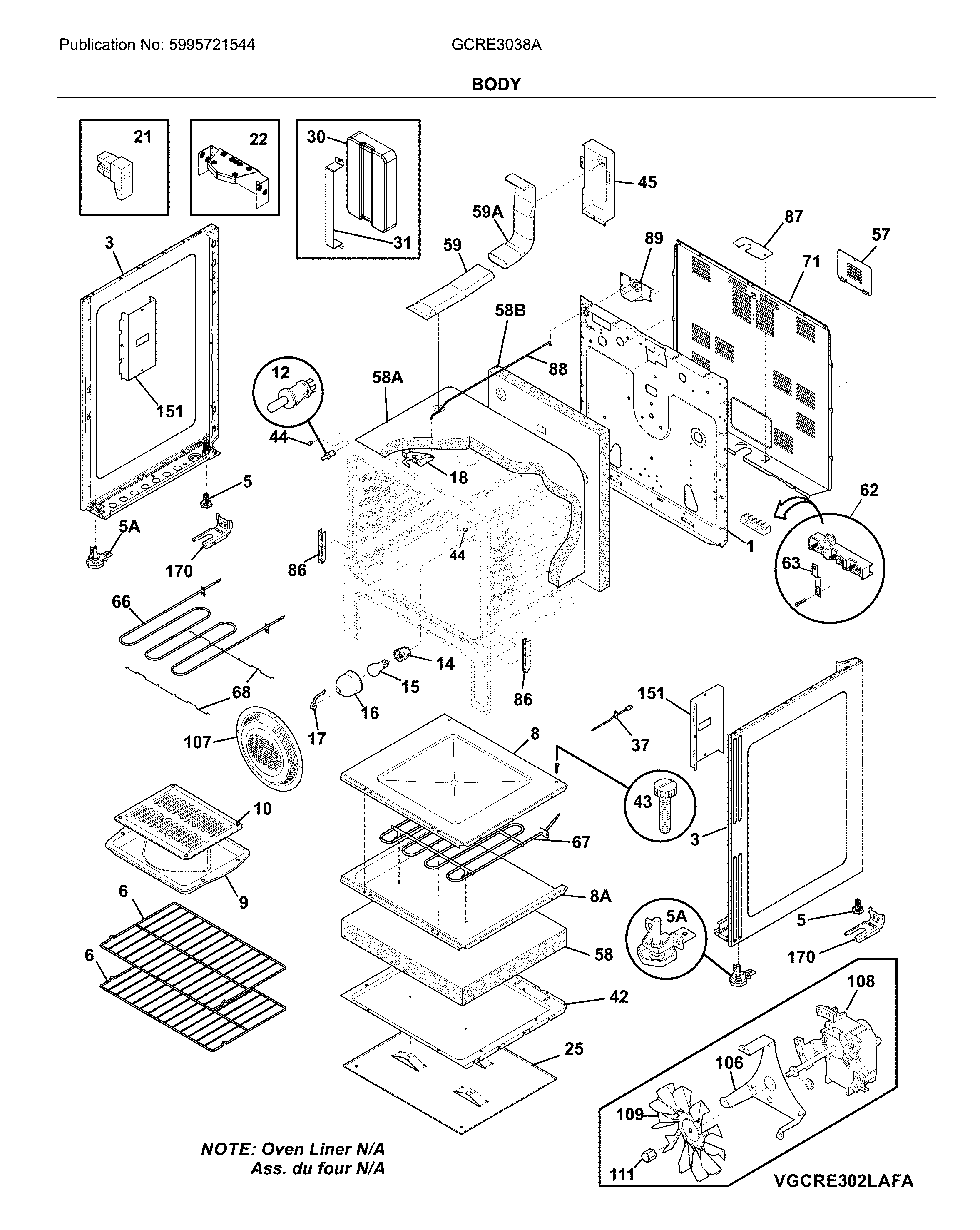 Frigidaire GCRE3038ADA body diagram