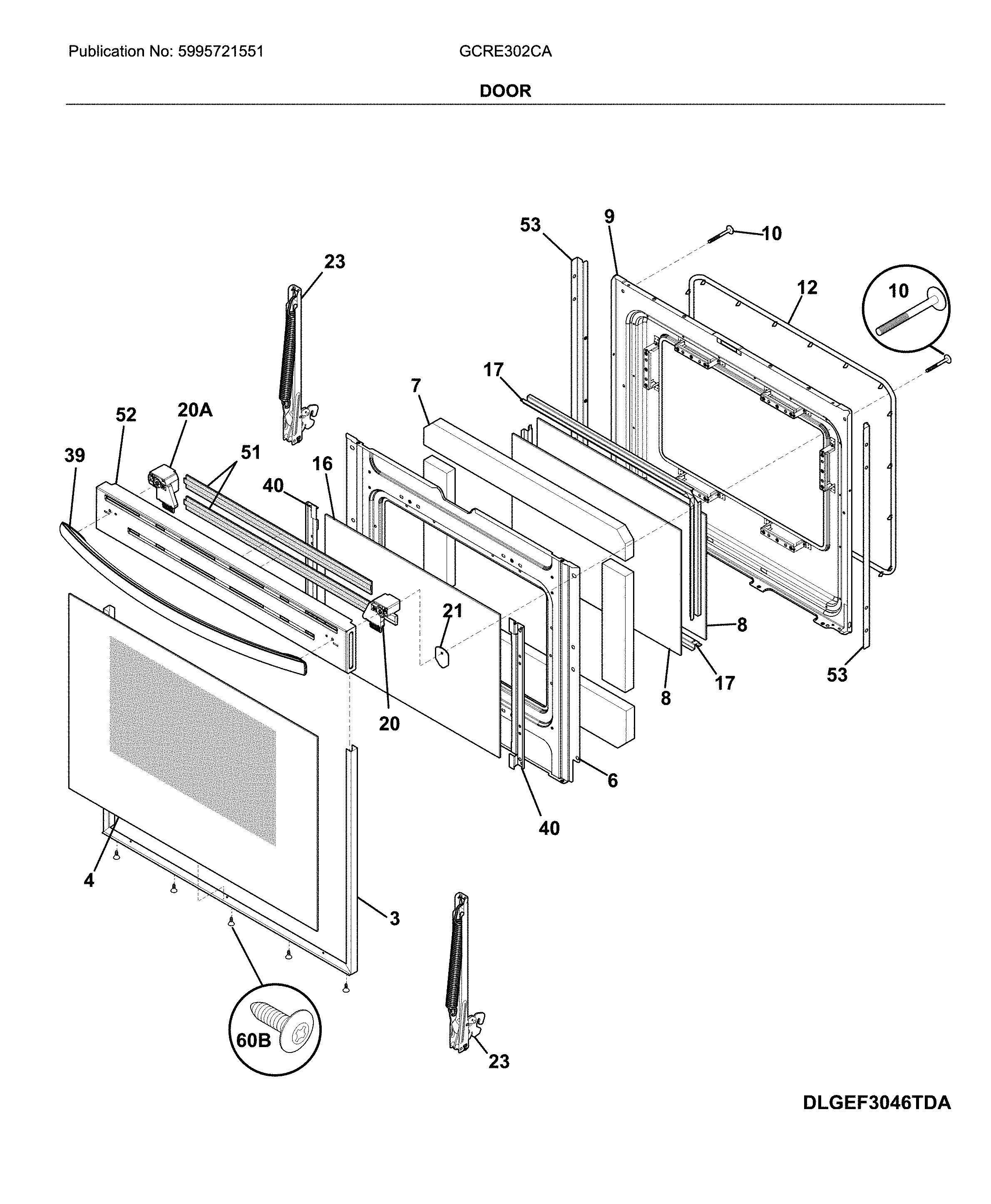 Frigidaire GCRE302CAFA door diagram
