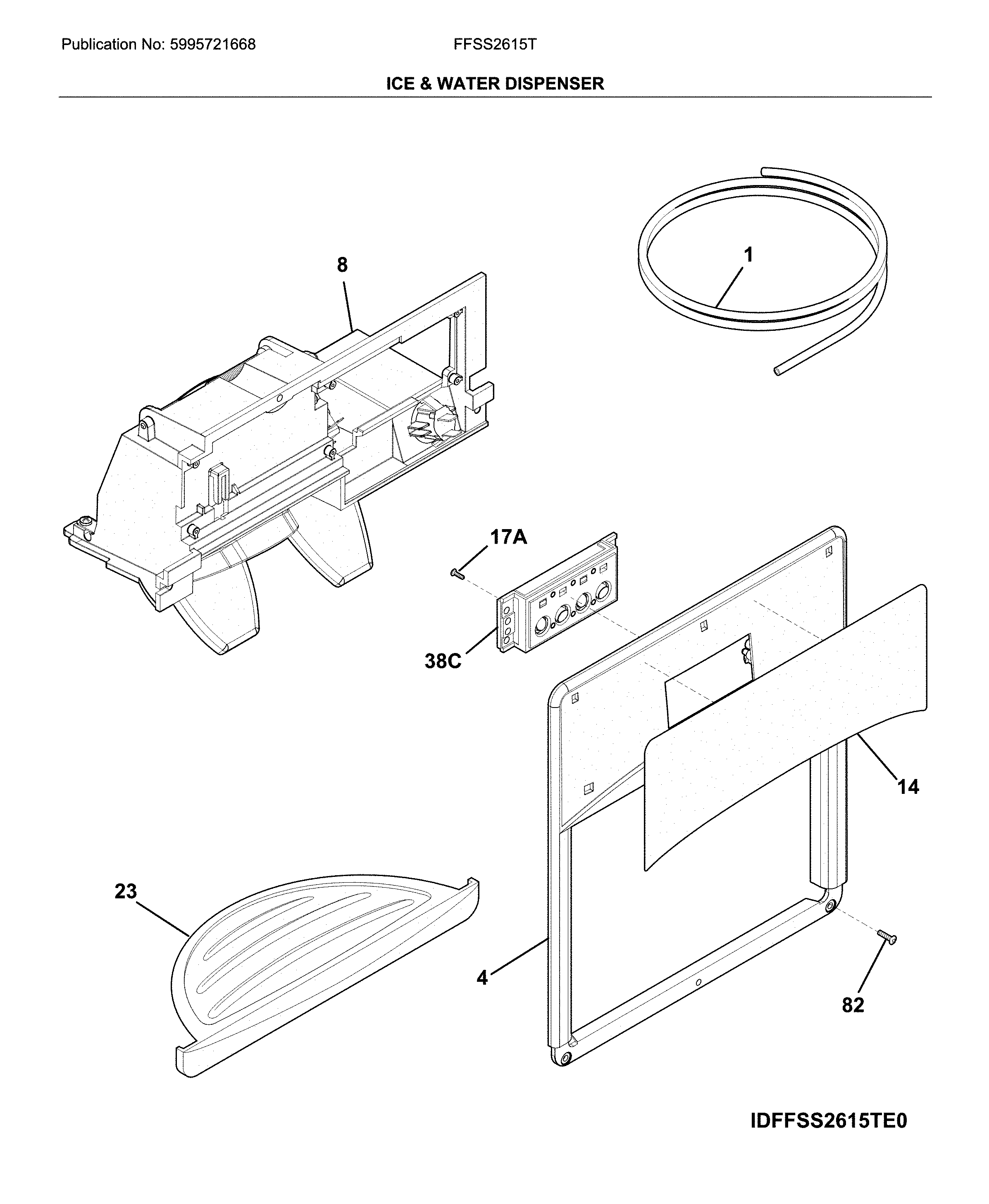 Frigidaire FFSS2615TE4 dispenser diagram