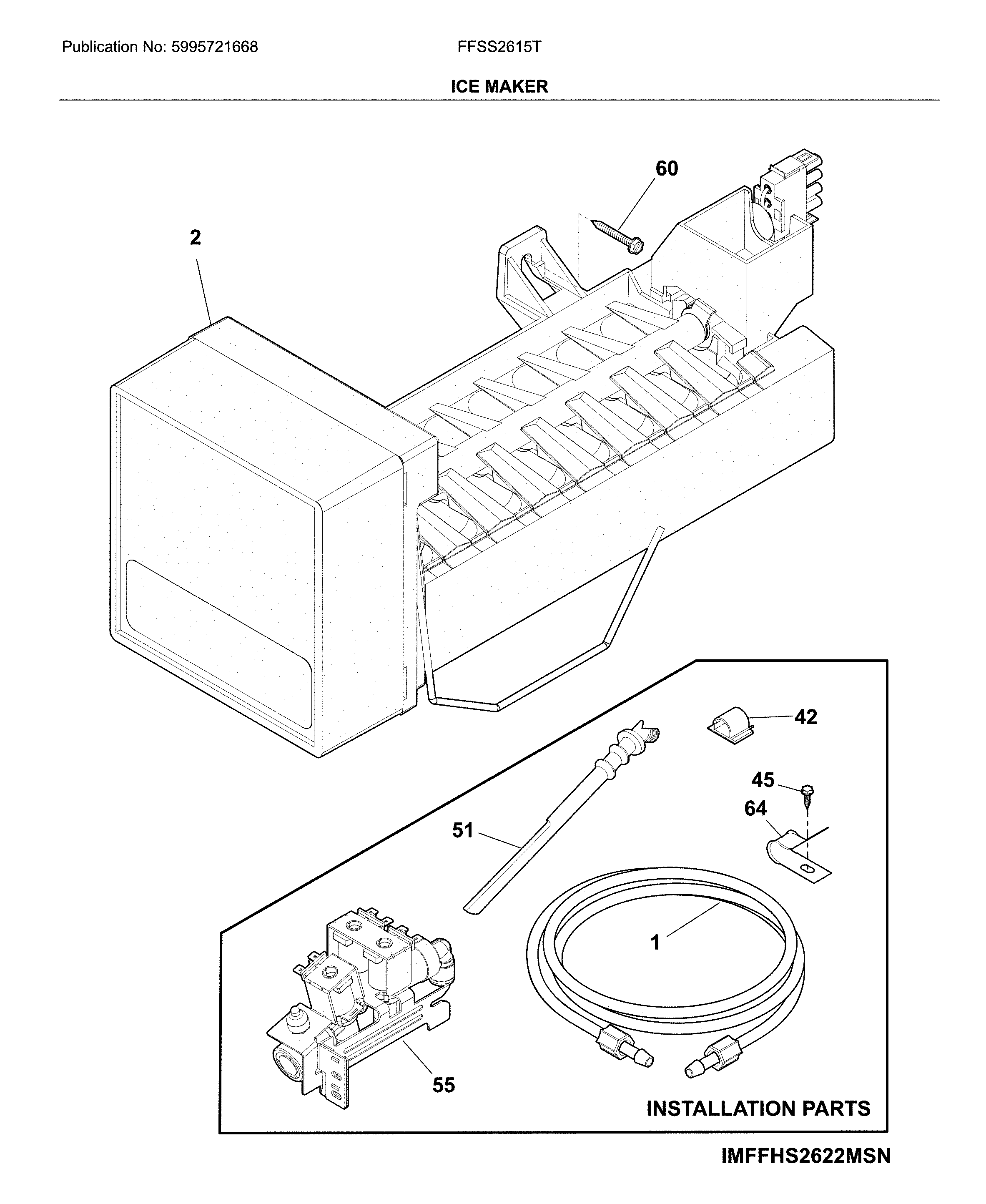 Frigidaire FFSS2615TE4 ice maker diagram