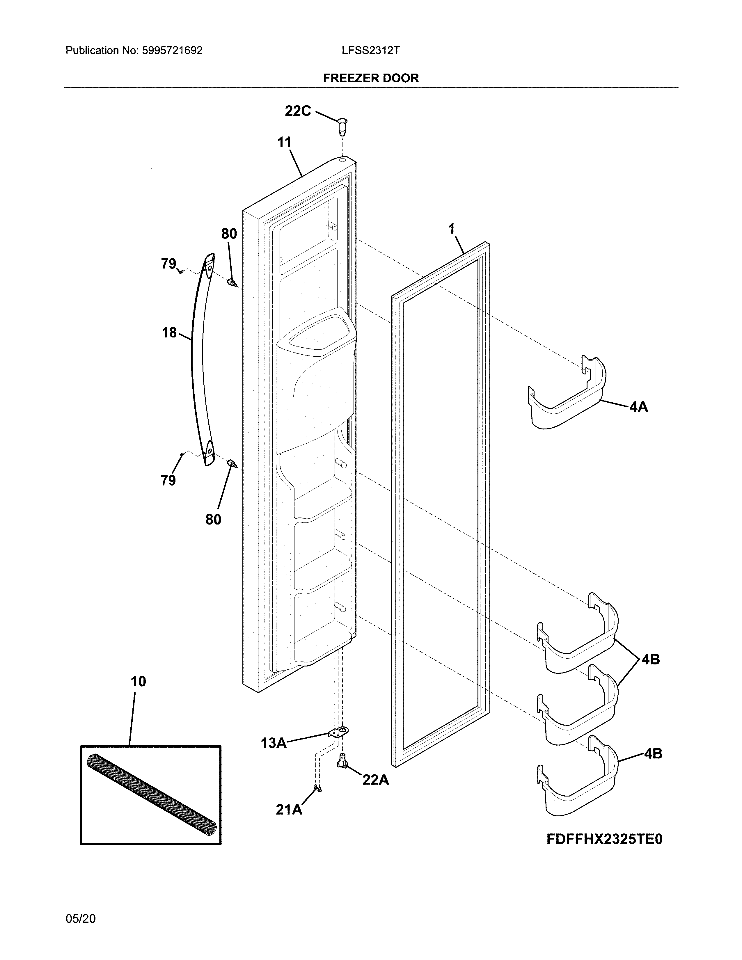 Frigidaire LFSS2312TE4 freezer door diagram