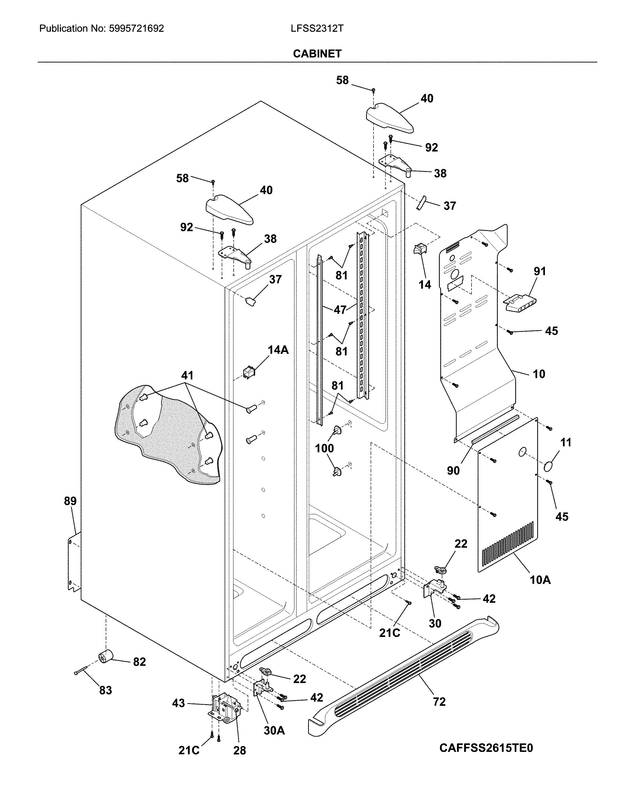 Frigidaire LFSS2312TE4 cabinet diagram