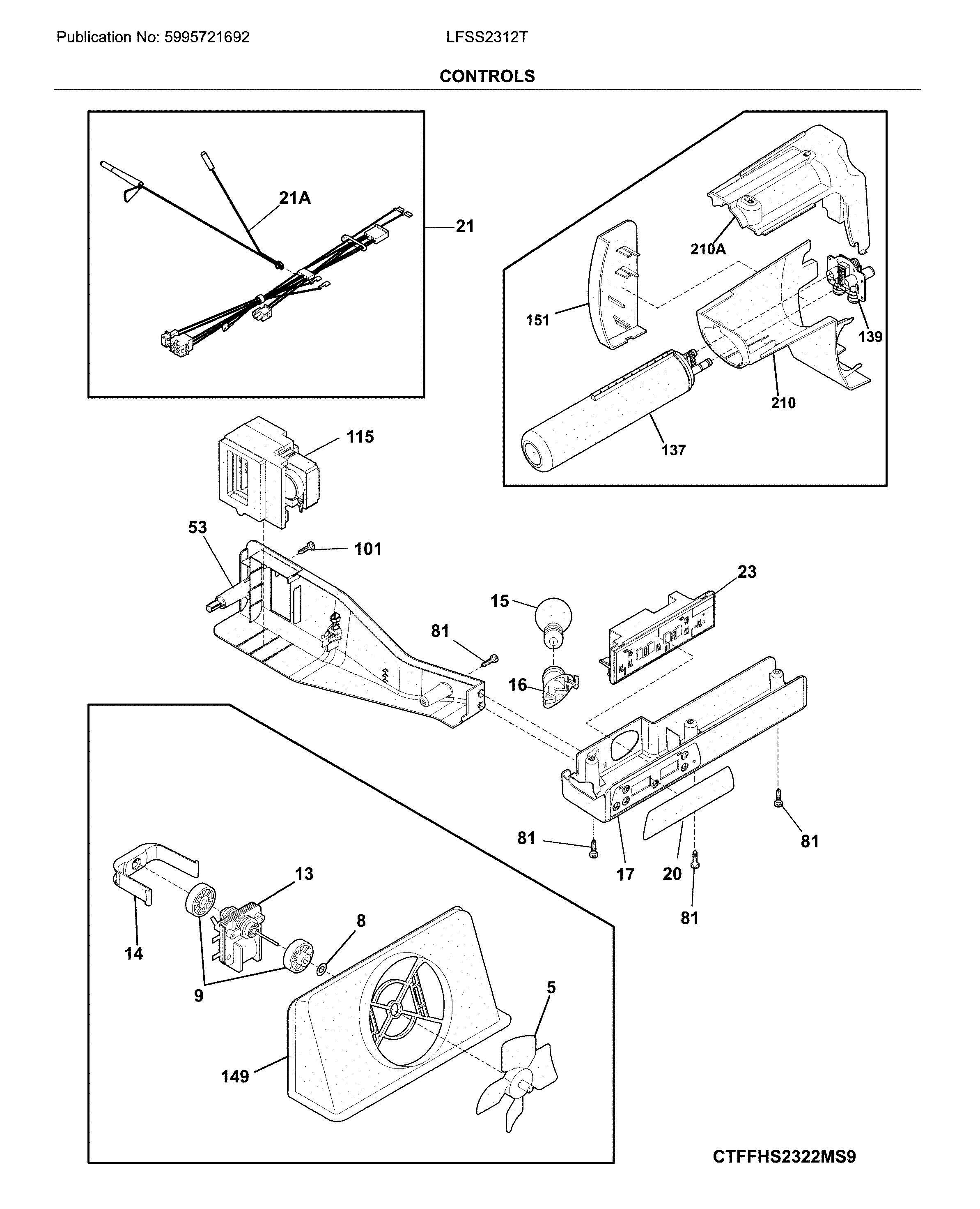 Frigidaire LFSS2312TE4 control diagram