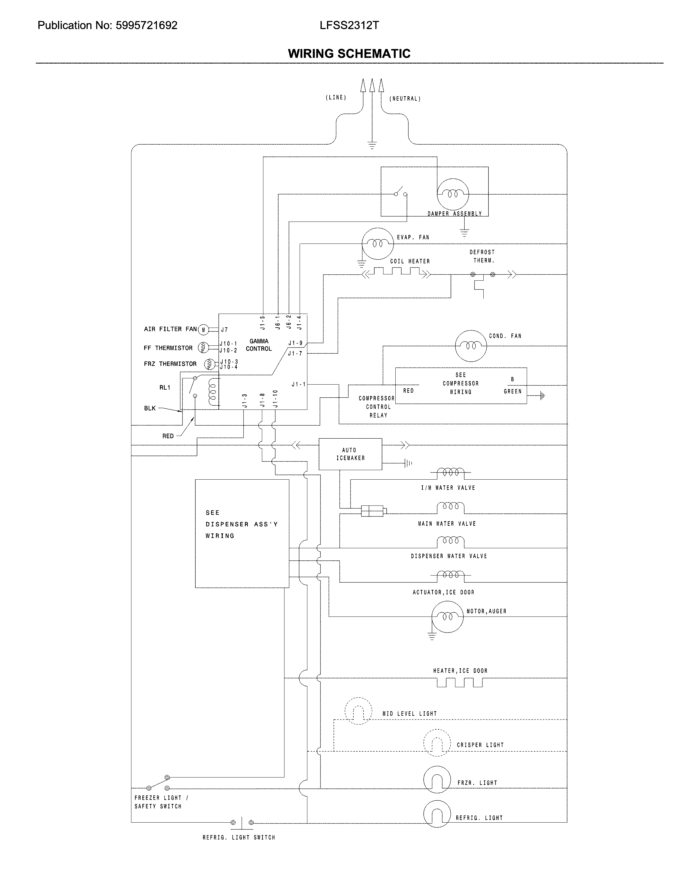Frigidaire LFSS2312TE4 wiring schematic diagram