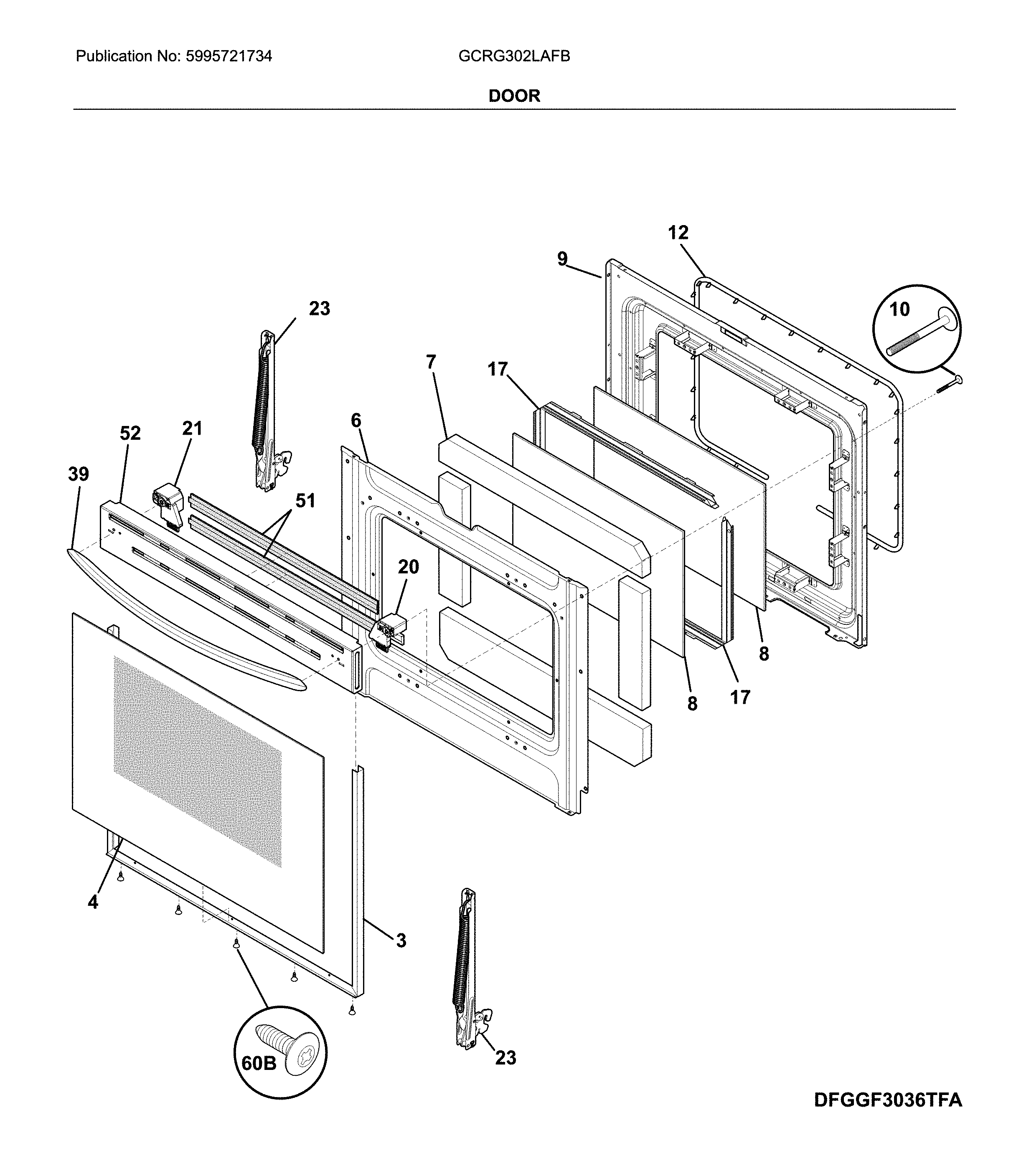 Frigidaire GCRG302LAFB door diagram