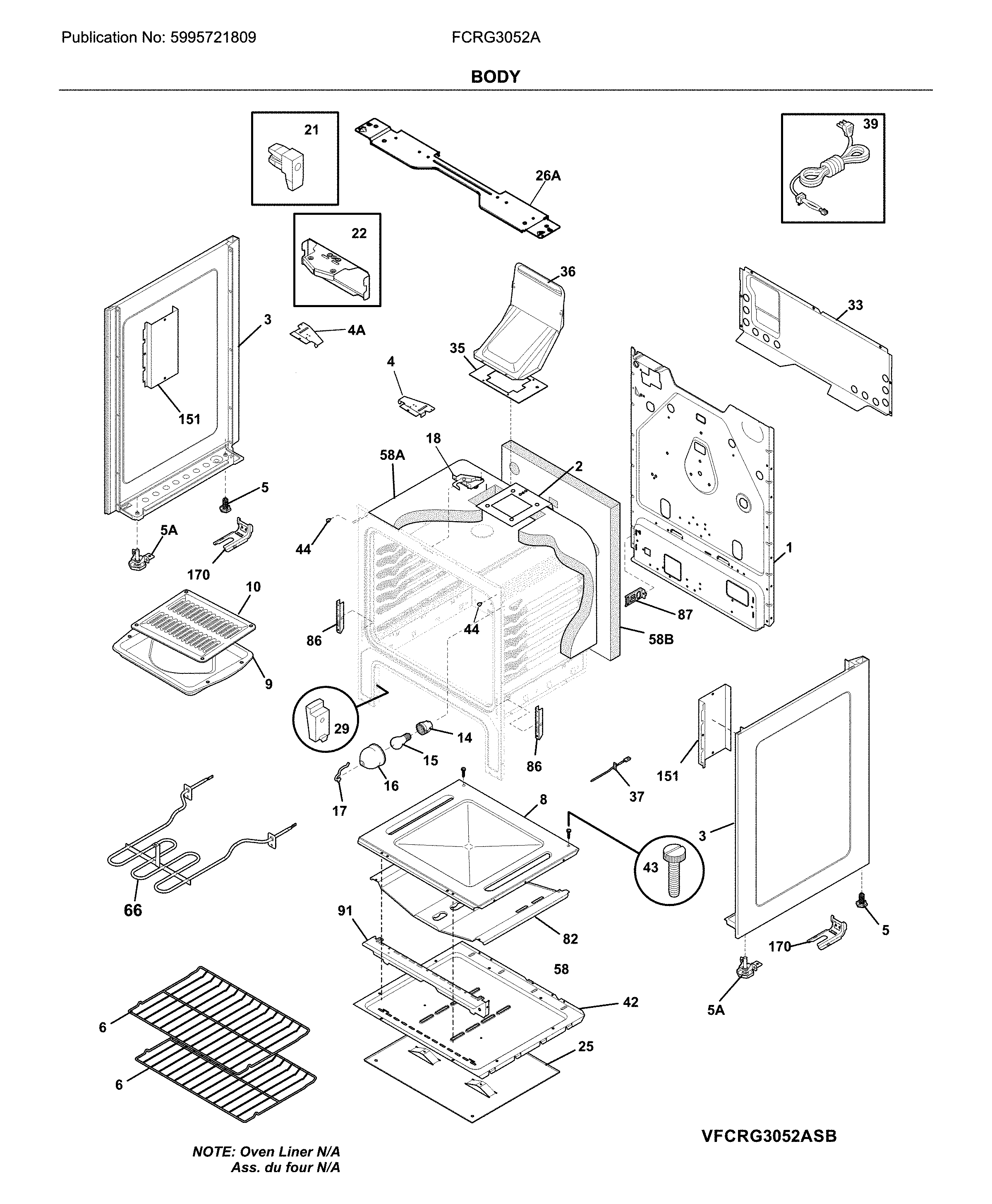 Frigidaire FCRG3052AWB body diagram