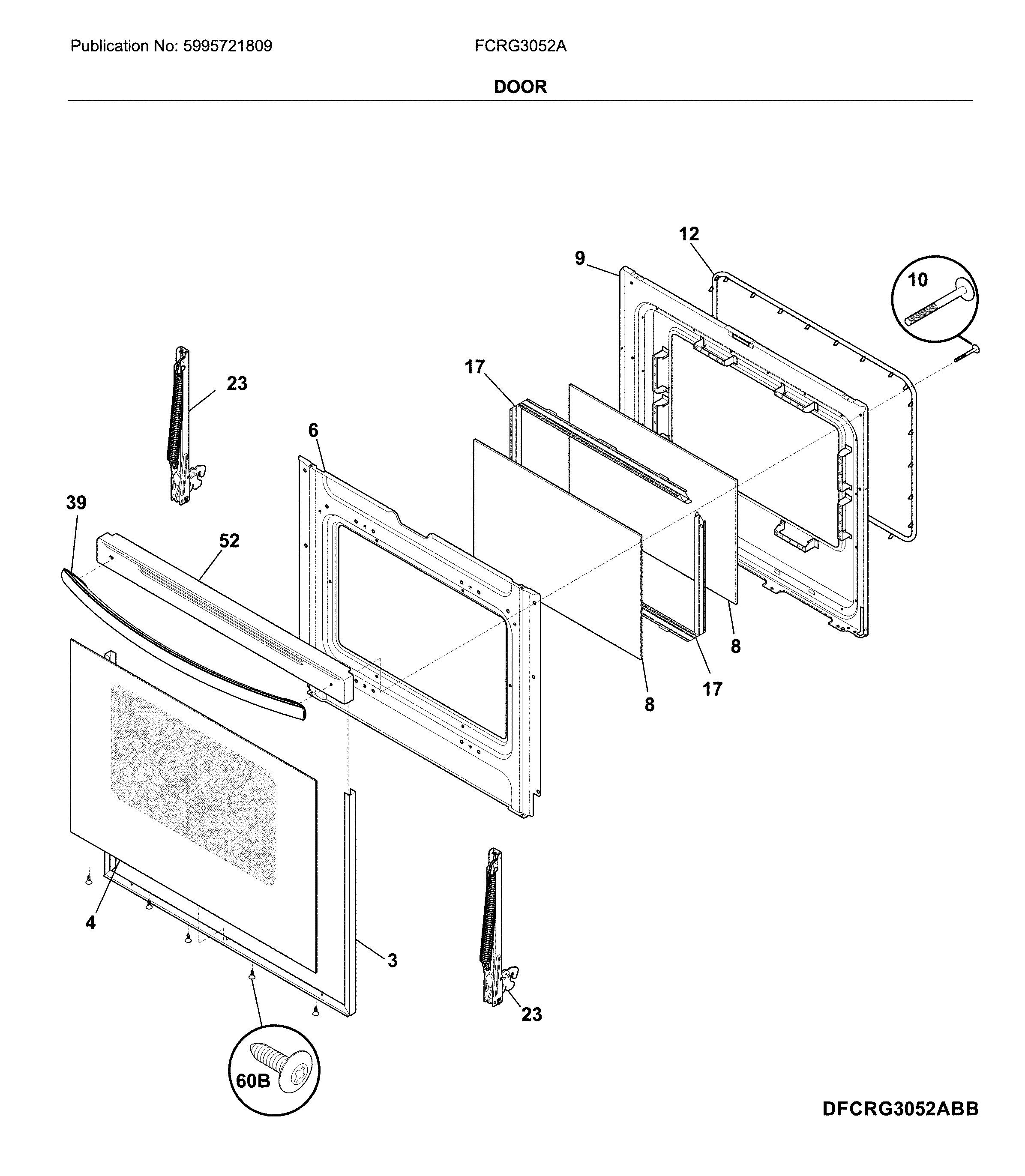 Frigidaire FCRG3052AWB door diagram