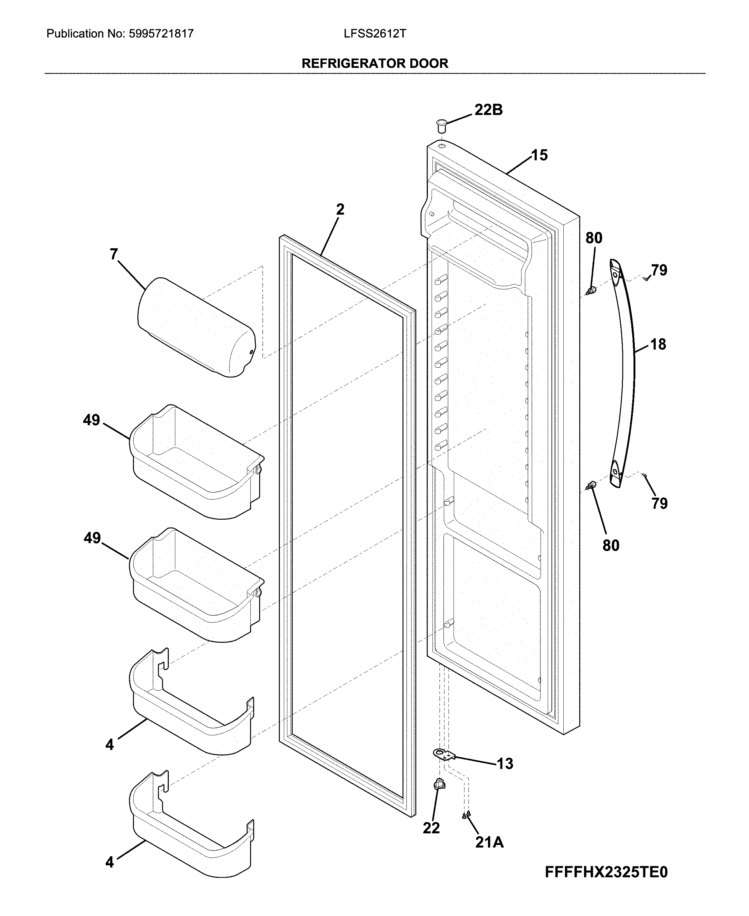 Frigidaire LFSS2612TP5 refrigerator door diagram