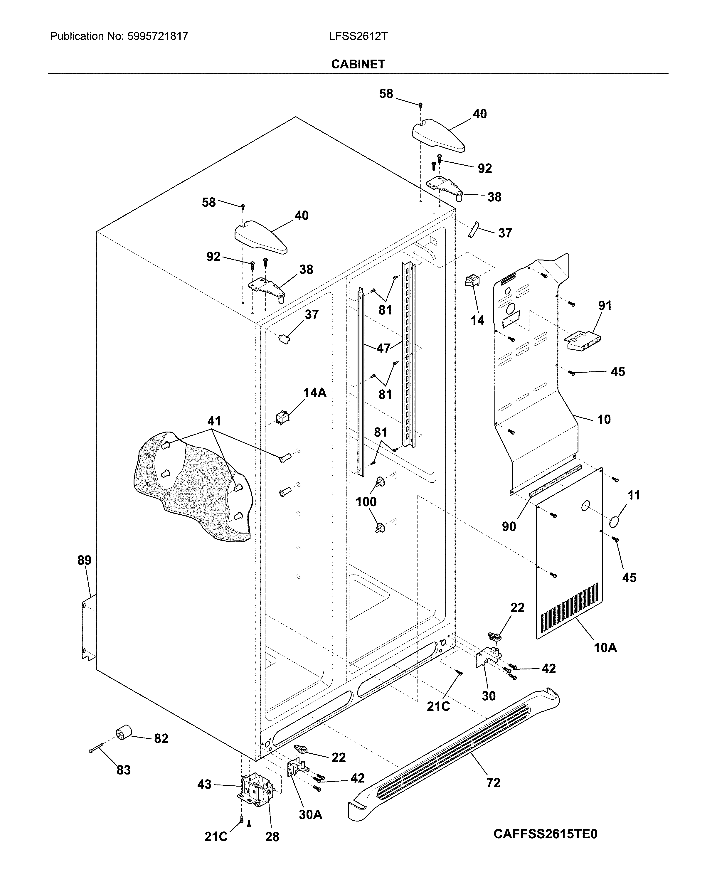 Frigidaire LFSS2612TP5 cabinet diagram