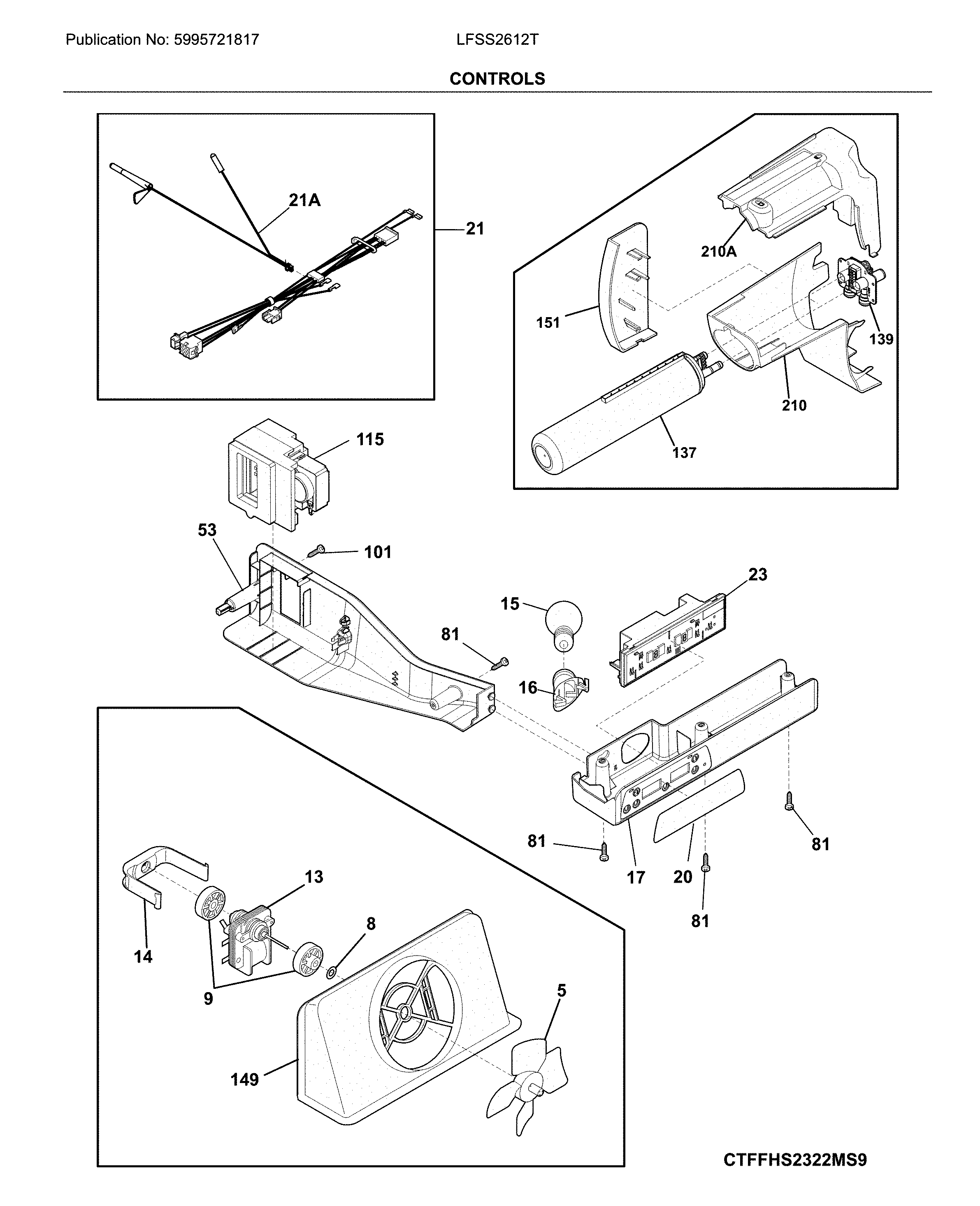 Frigidaire LFSS2612TP5 controls diagram
