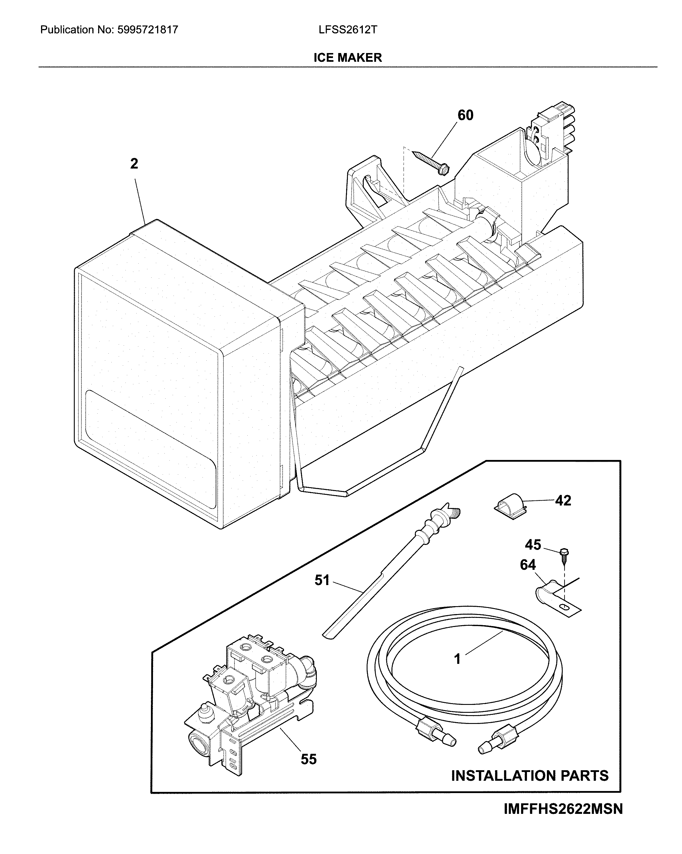 Frigidaire LFSS2612TP5 ice maker diagram