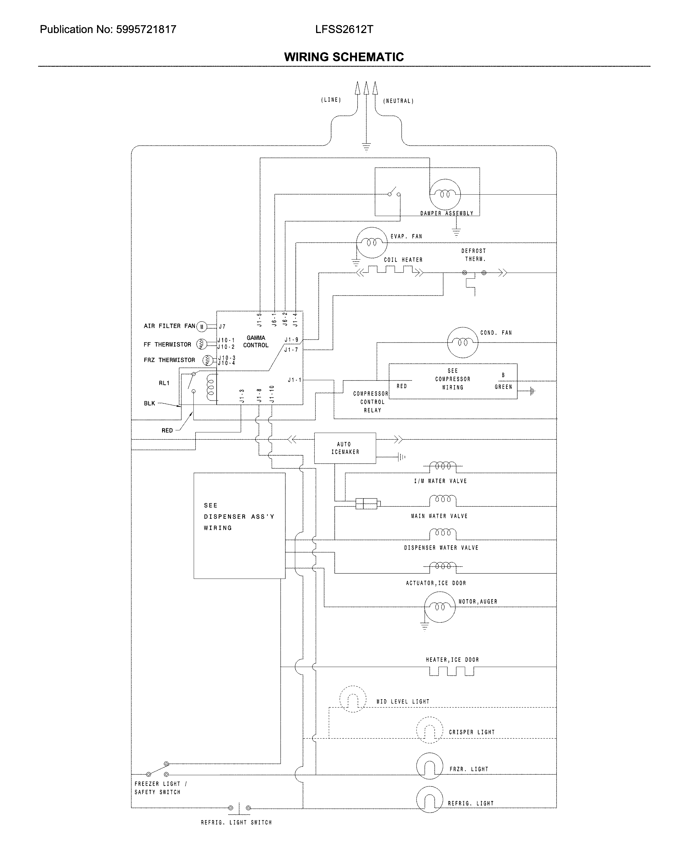 Frigidaire LFSS2612TP5 wiring schematic diagram