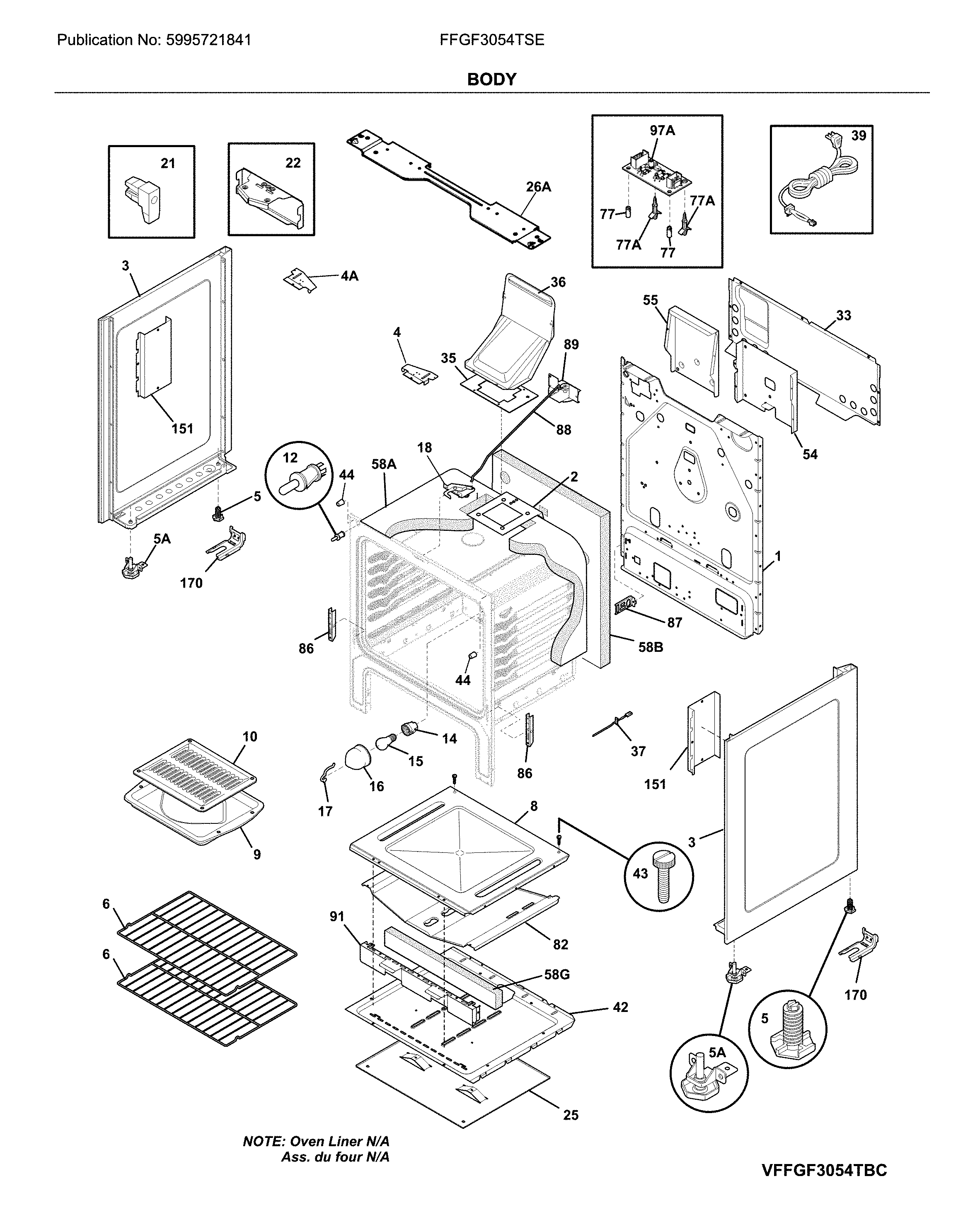 Frigidaire FFGF3054TSE body diagram