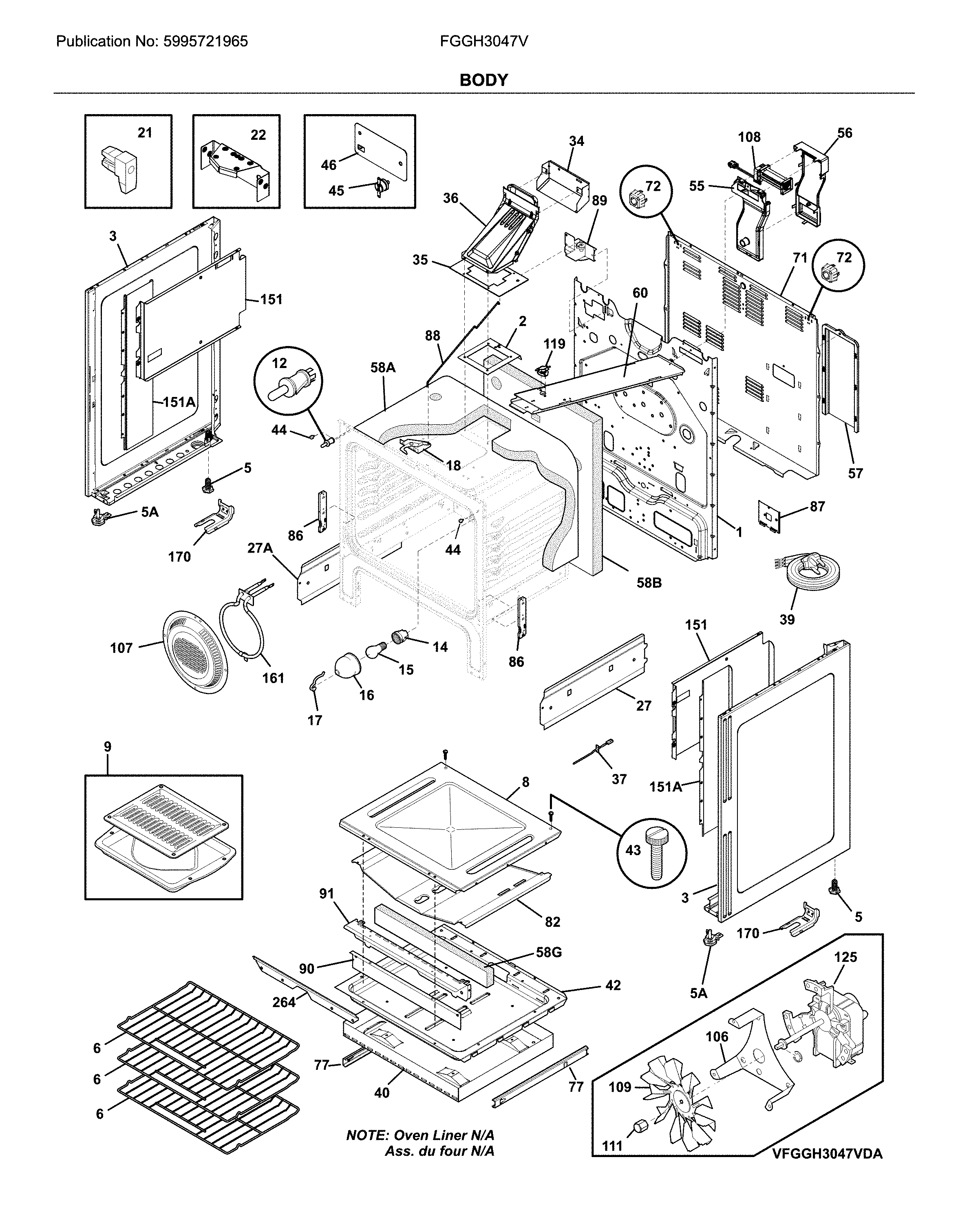 Frigidaire FGGH3047VFB body diagram