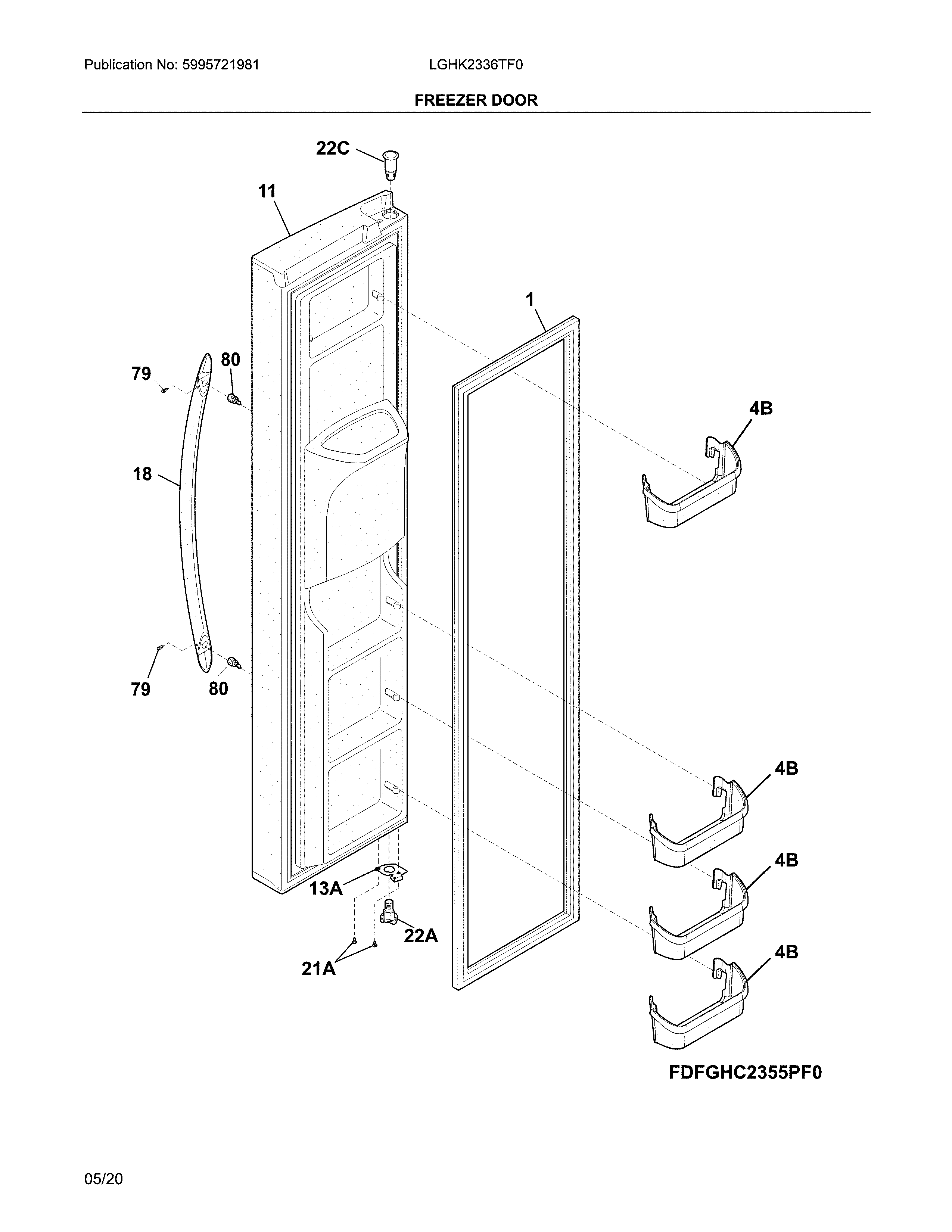 Frigidaire LGHK2336TF0 freezer door diagram