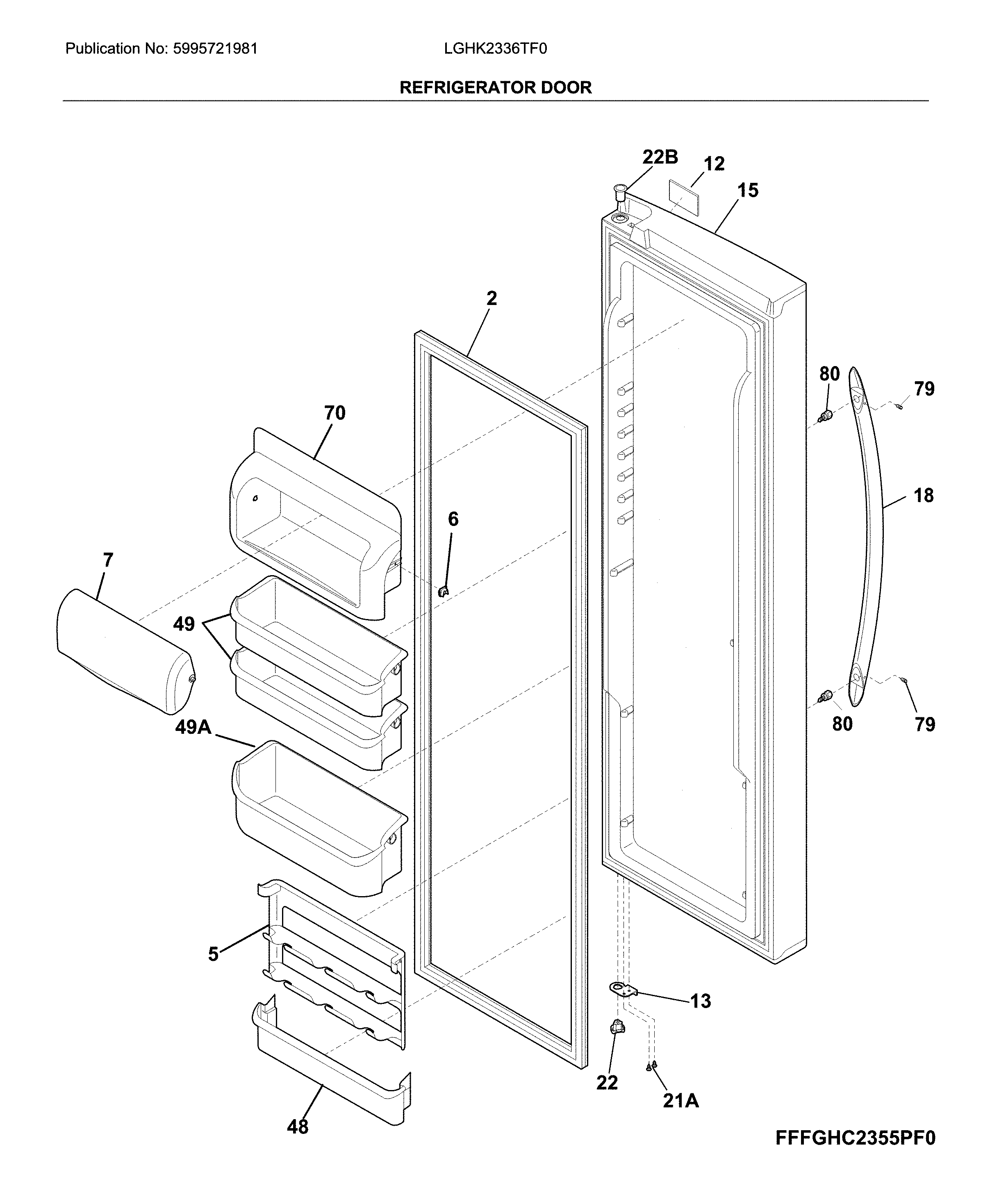 Frigidaire LGHK2336TF0 fresh food door diagram