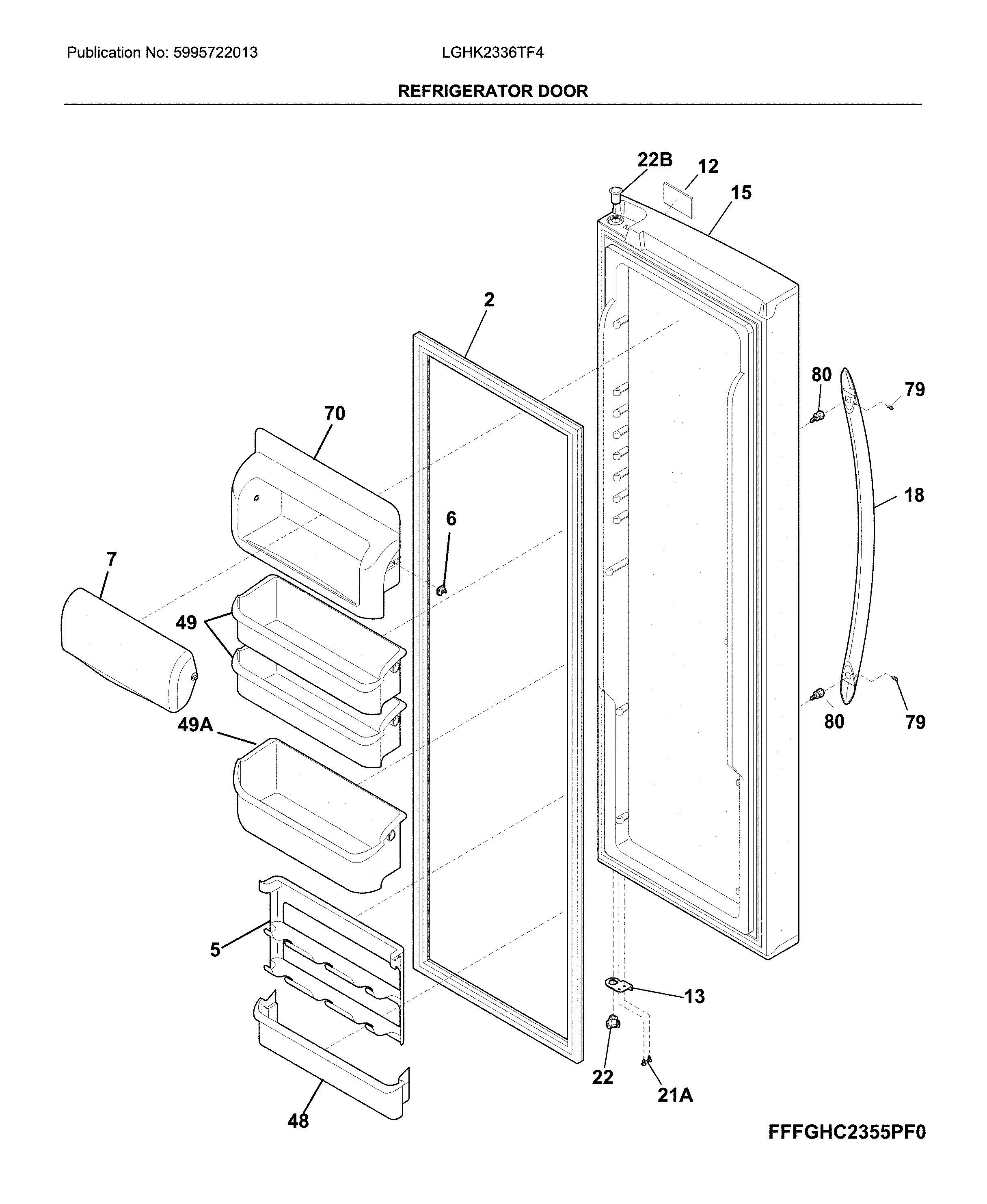 Frigidaire LGHK2336TF4 fresh food door diagram
