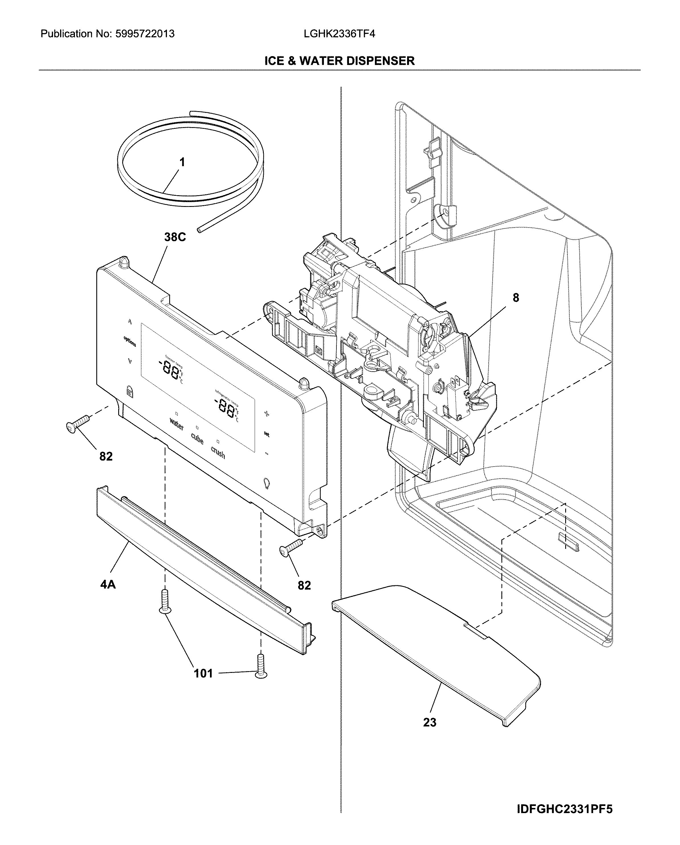 Frigidaire LGHK2336TF4 dispenser diagram