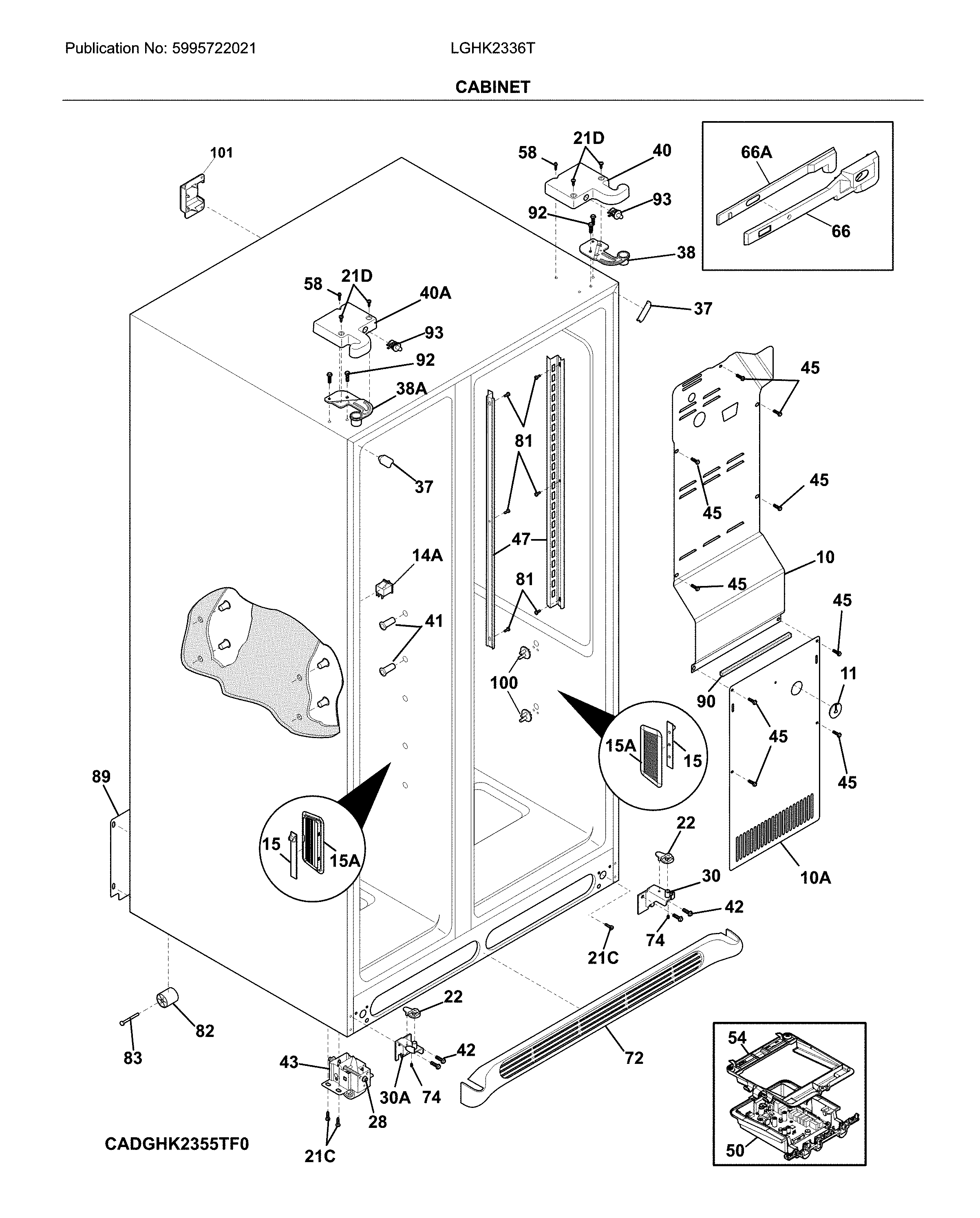 Frigidaire LGHK2336TD5 cabinet diagram