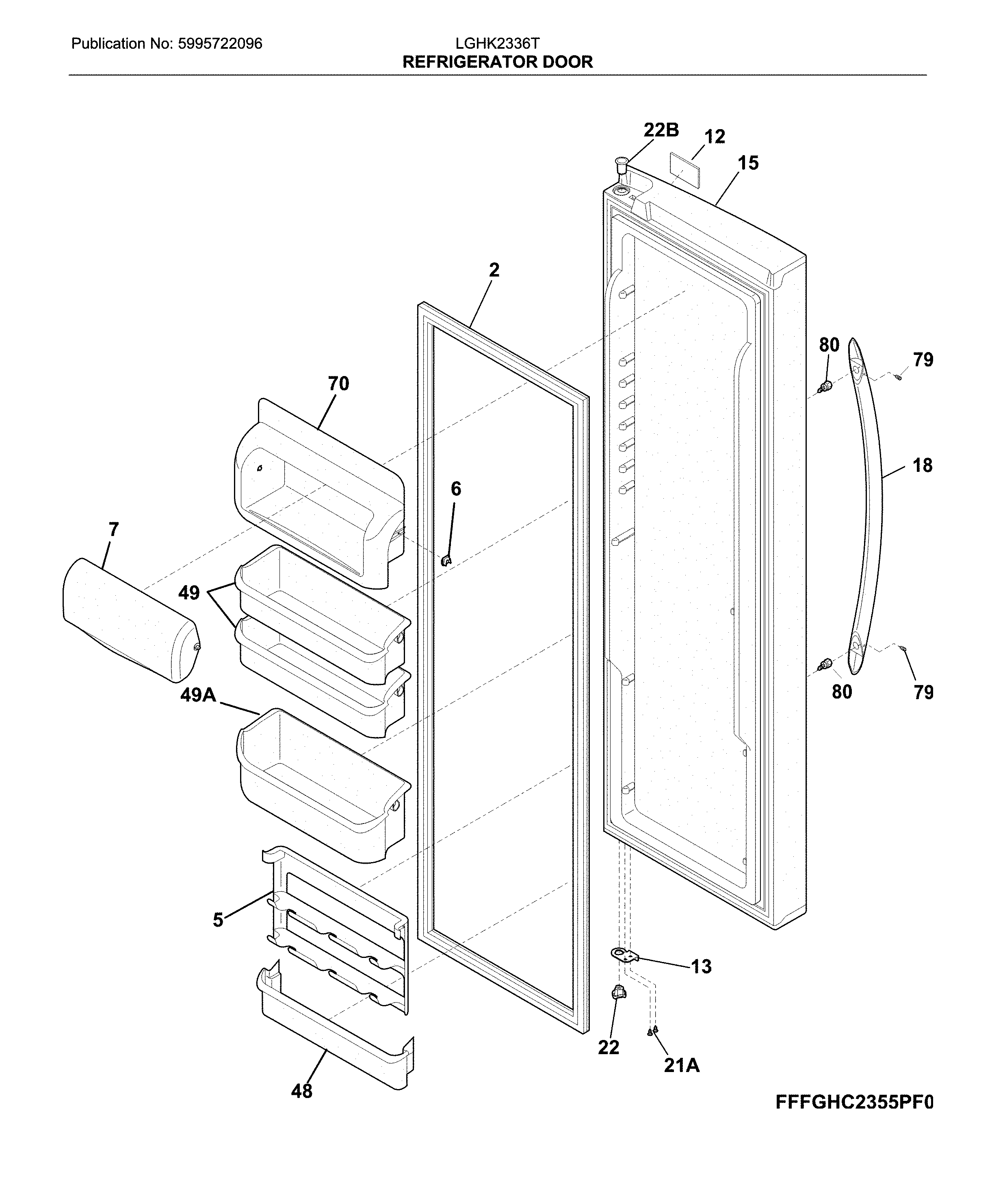 Frigidaire LGHK2336TF6 fresh food door diagram