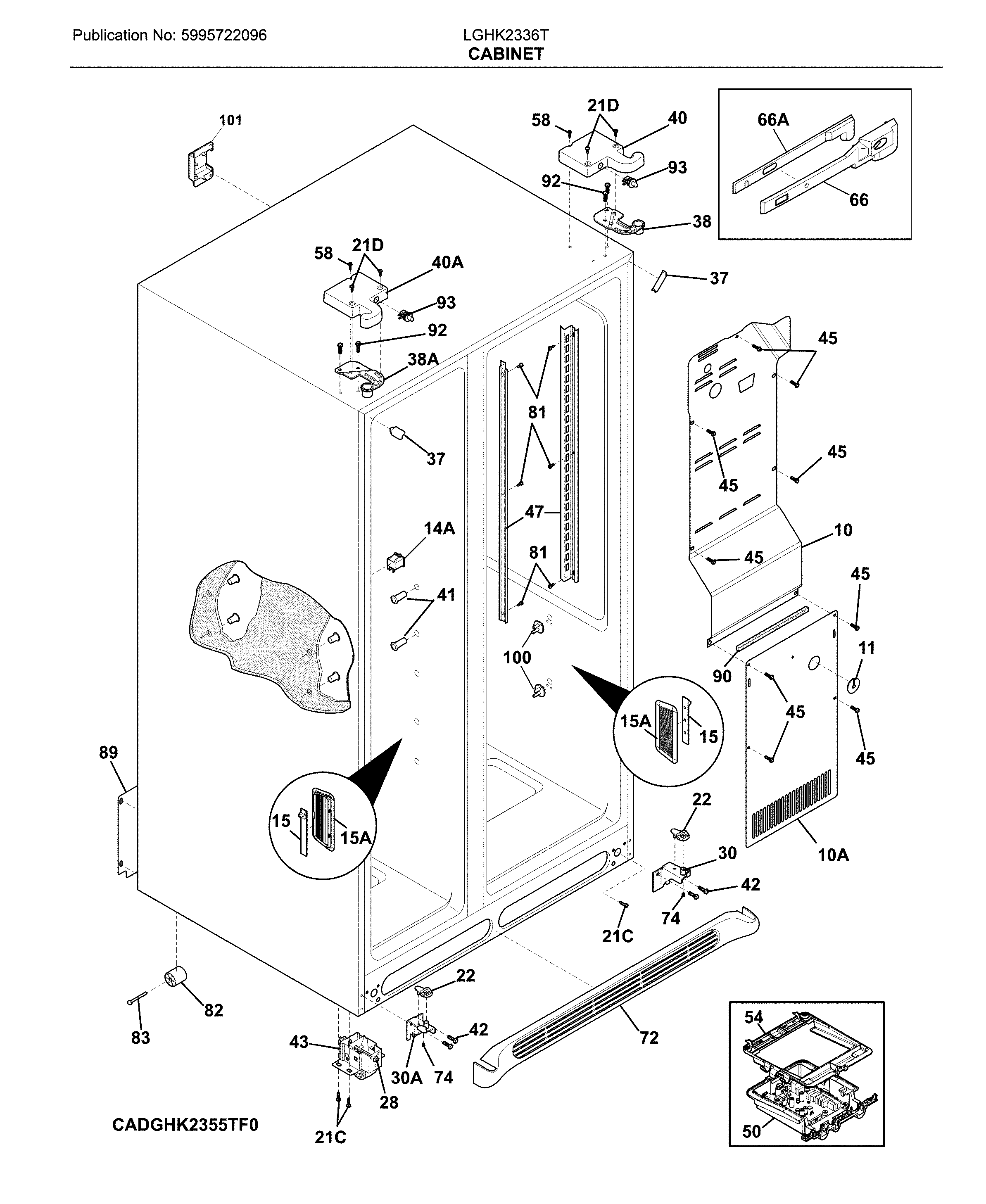 Frigidaire LGHK2336TF6 cabinet diagram