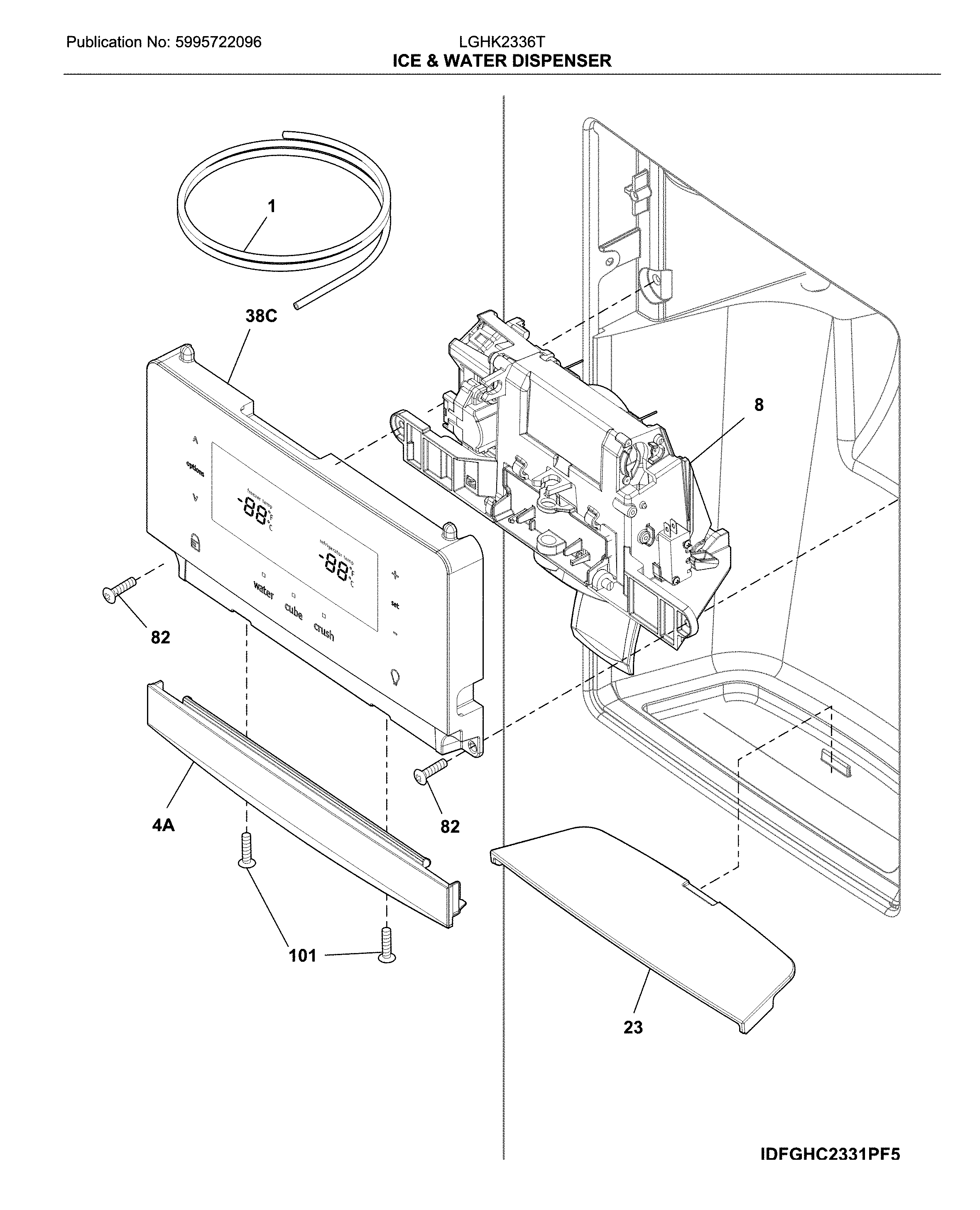 Frigidaire LGHK2336TF6 dispenser diagram