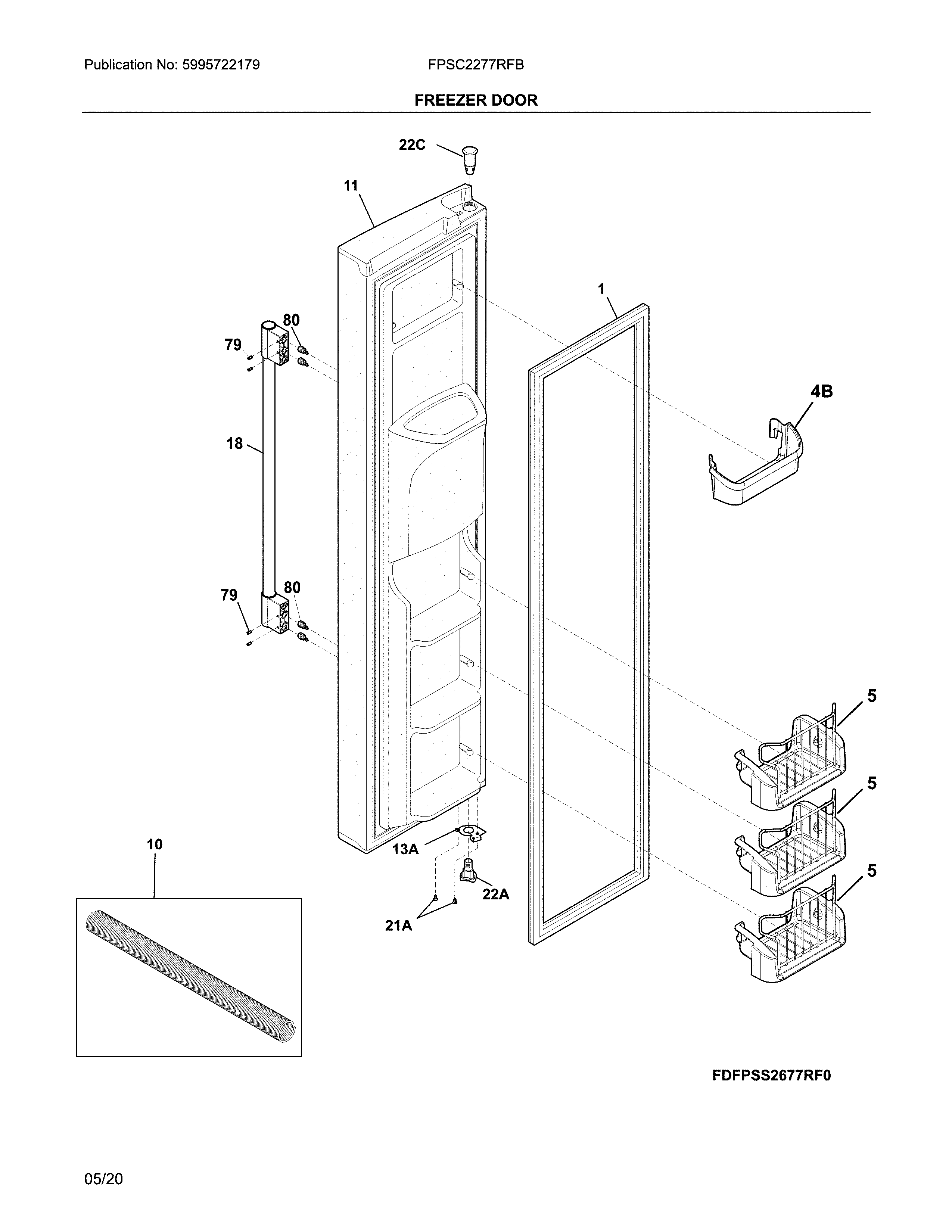Frigidaire FPSC2277RFB freezer door diagram