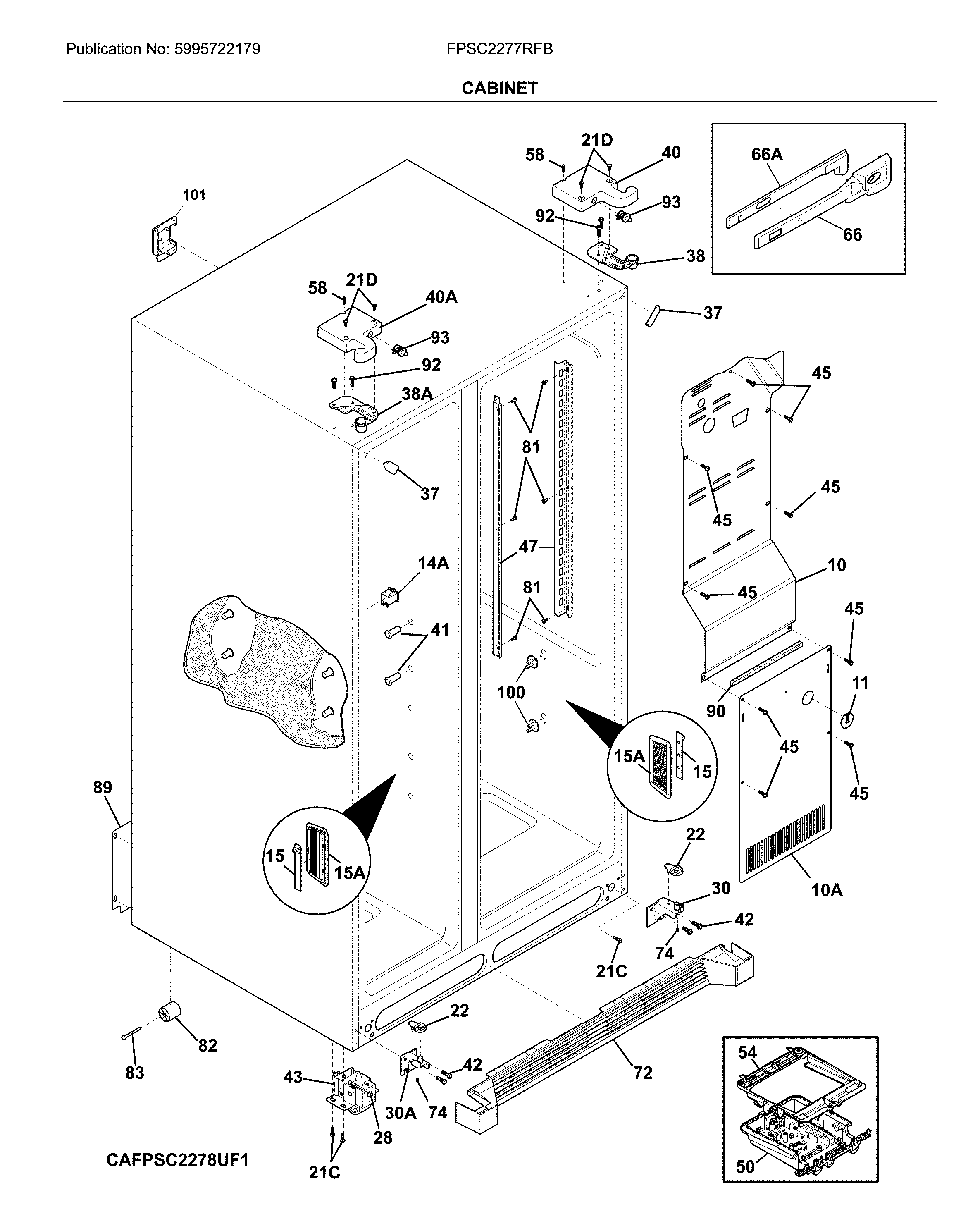 Frigidaire FPSC2277RFB cabinet diagram