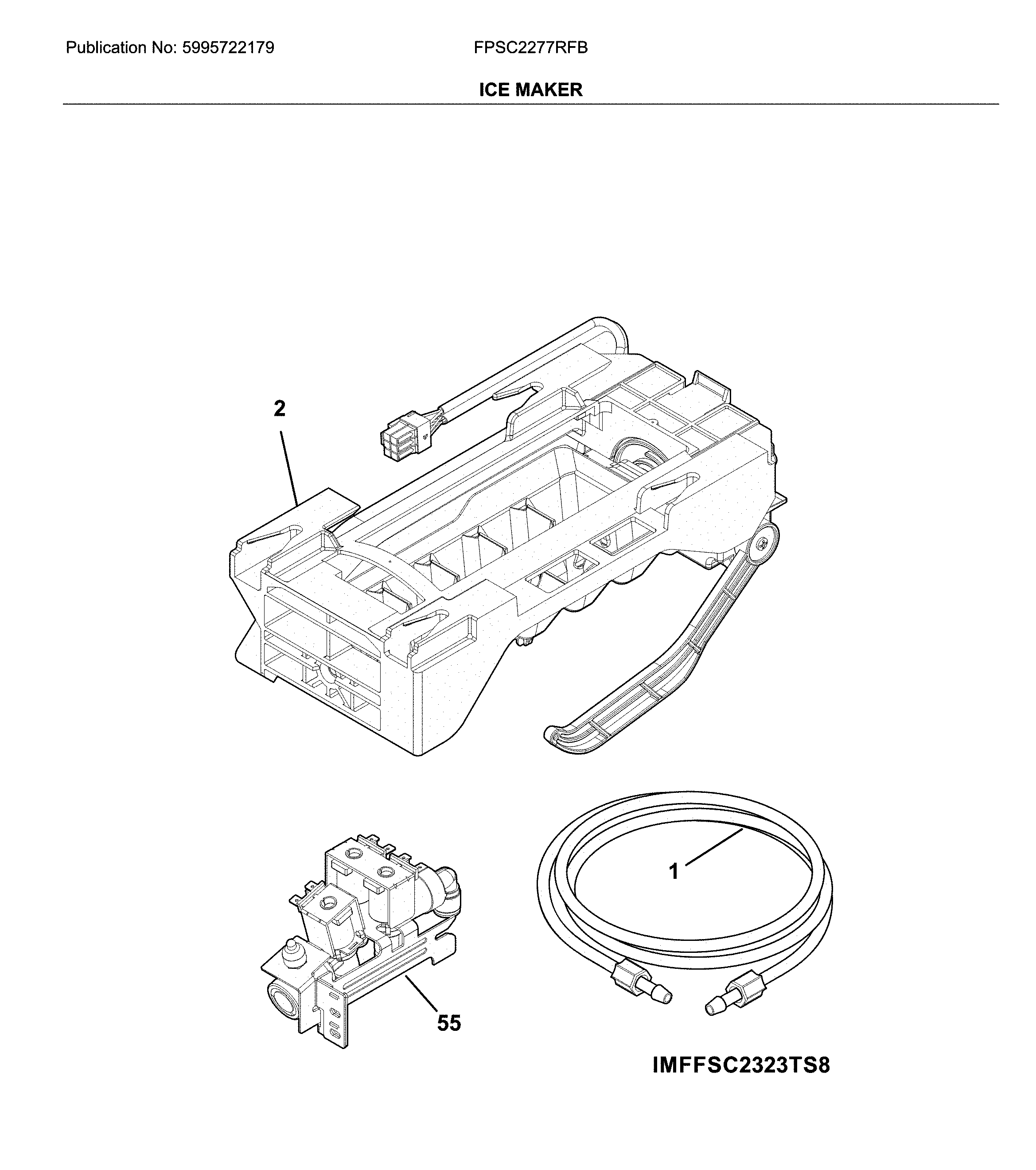 Frigidaire FPSC2277RFB ice maker diagram