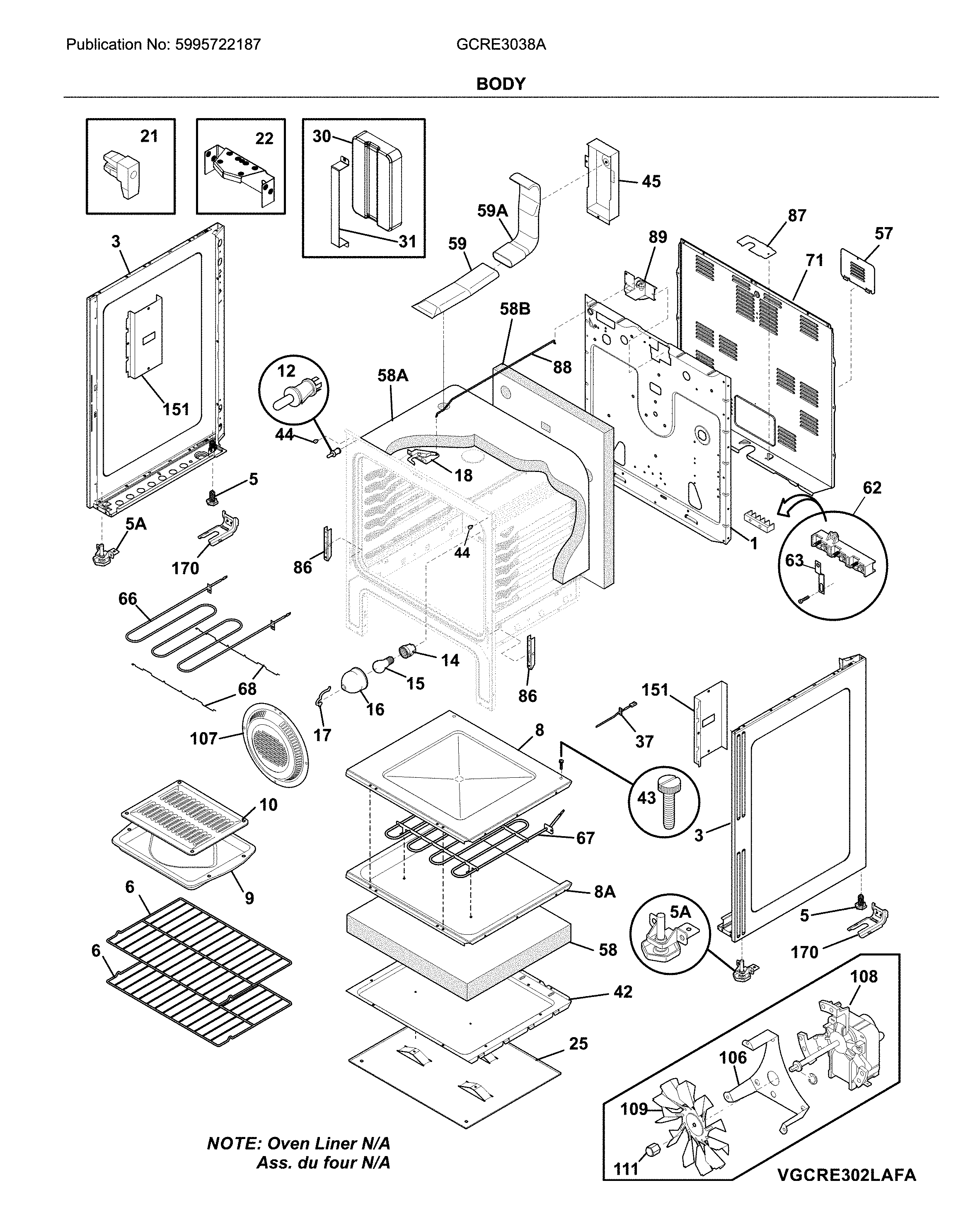 Frigidaire GCRE3038AFB body diagram