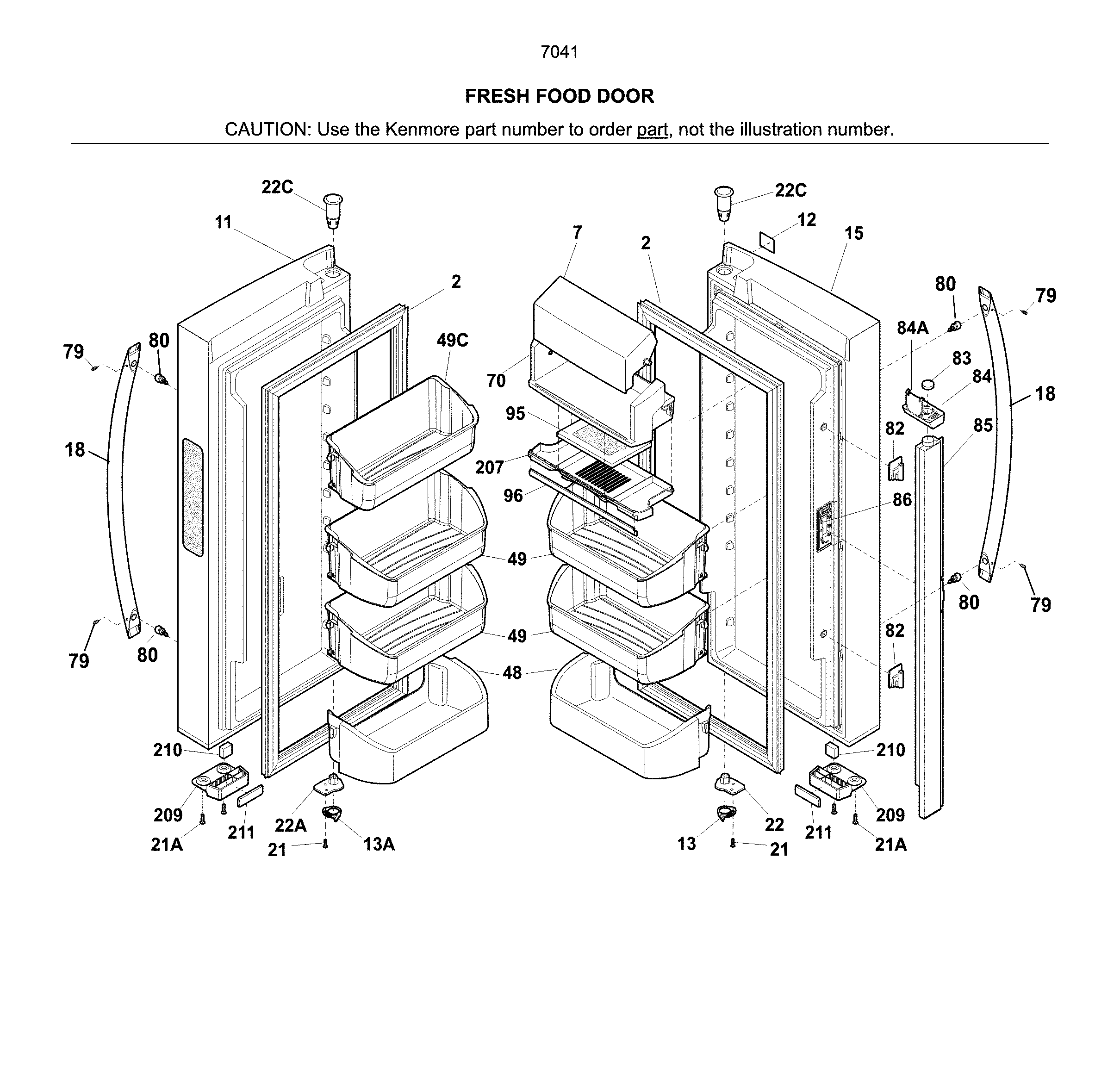 Kenmore 25370413412 fresh food door diagram