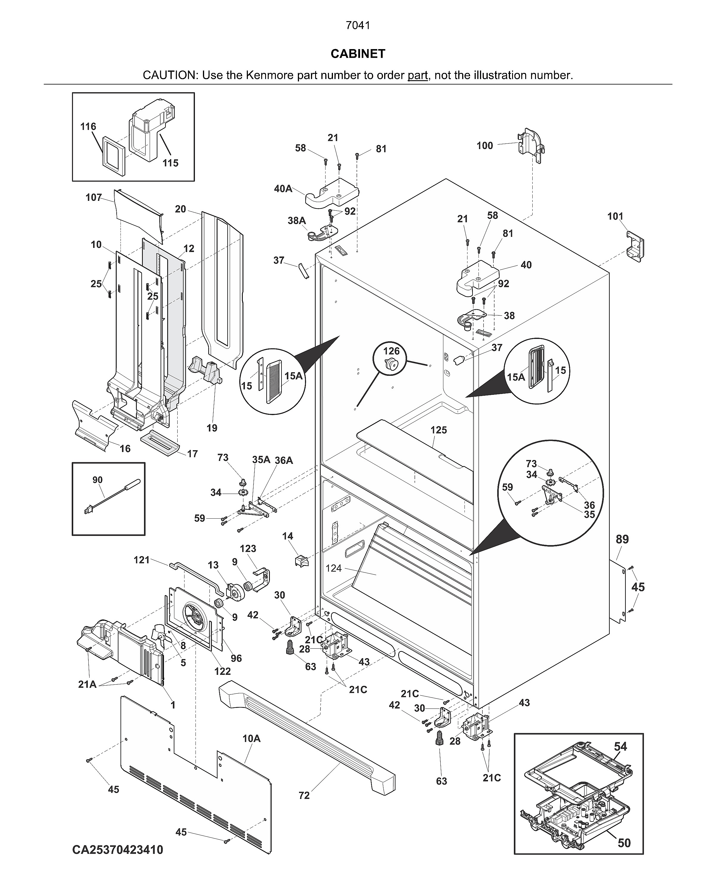 Kenmore 25370413412 cabinet diagram