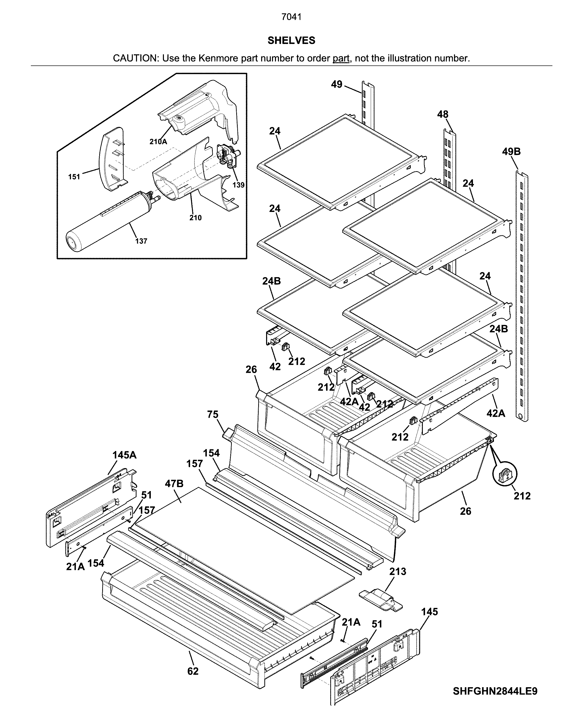 Kenmore 25370413412 shelves diagram