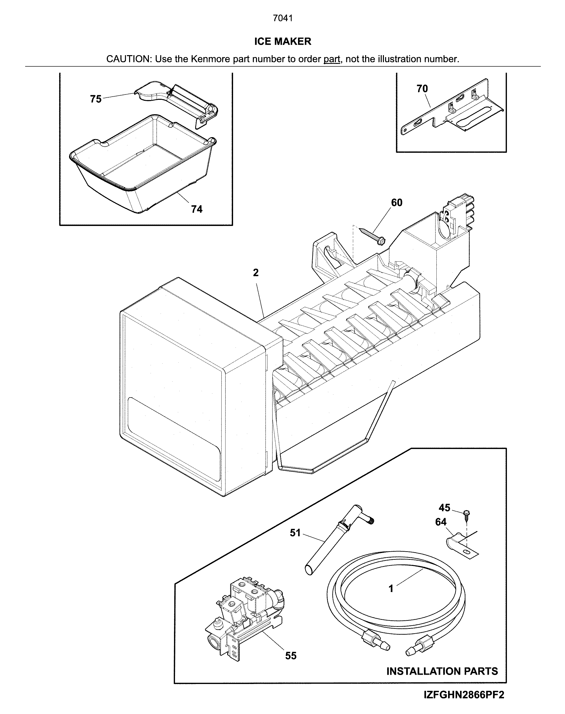 Kenmore 25370413412 ice maker diagram
