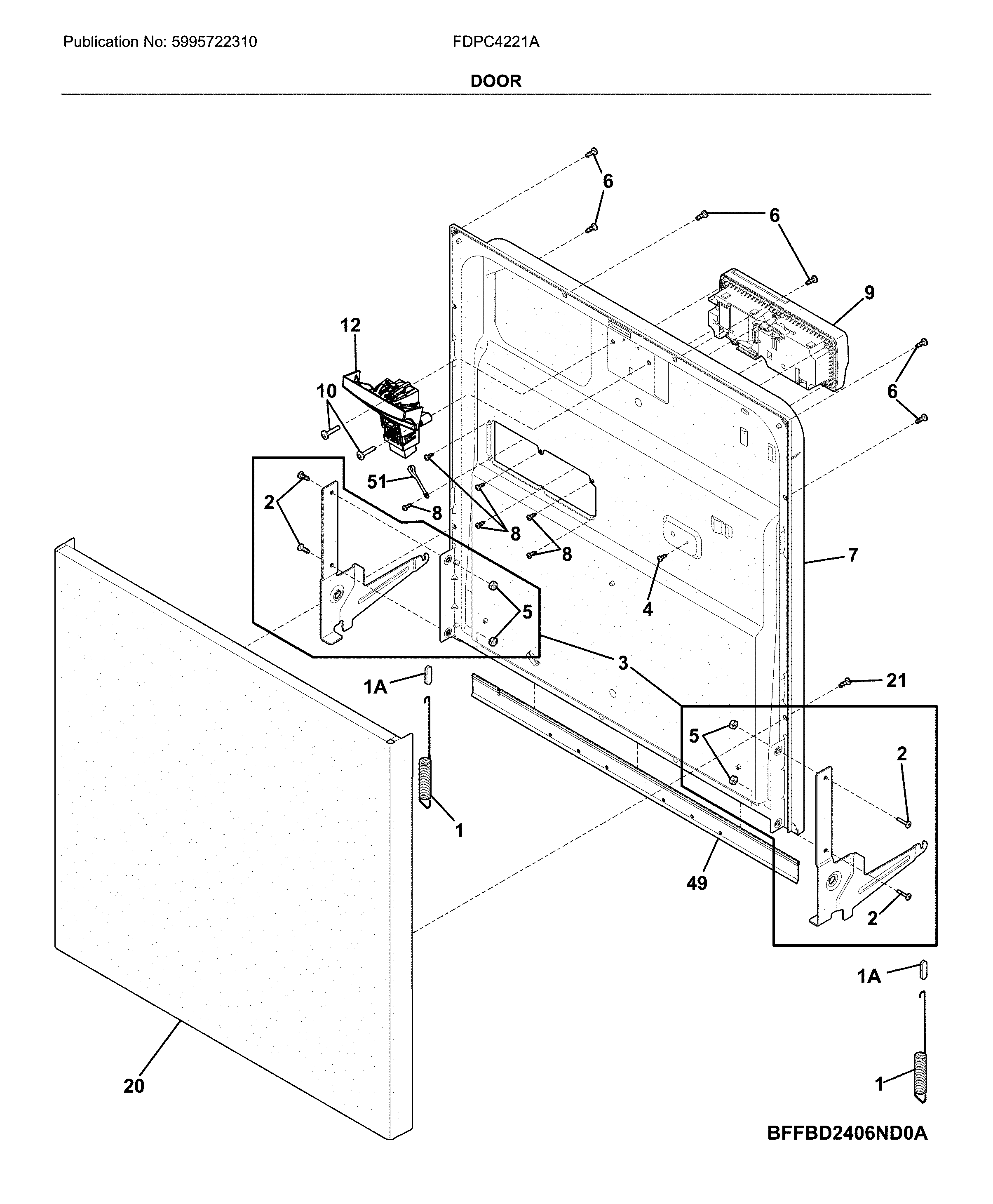 Frigidaire FDPC4221AB0A door diagram