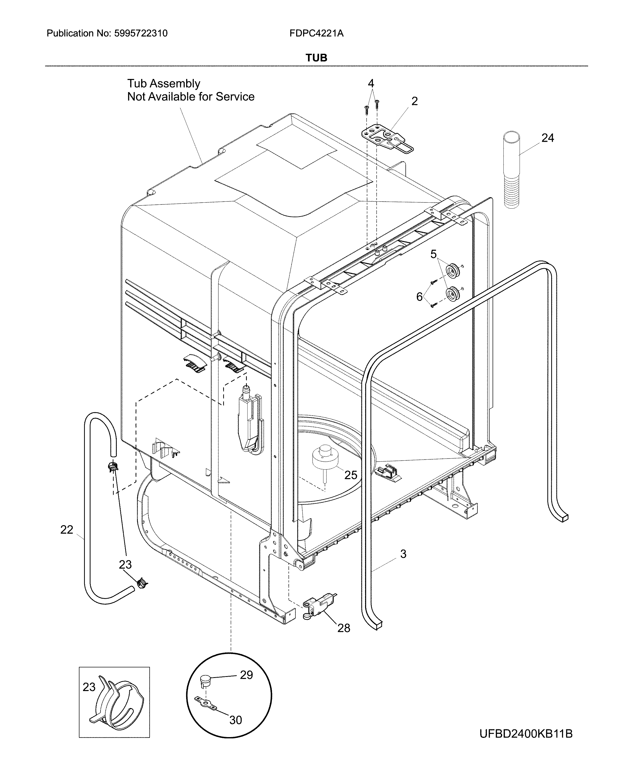 Frigidaire FDPC4221AB0A tub diagram