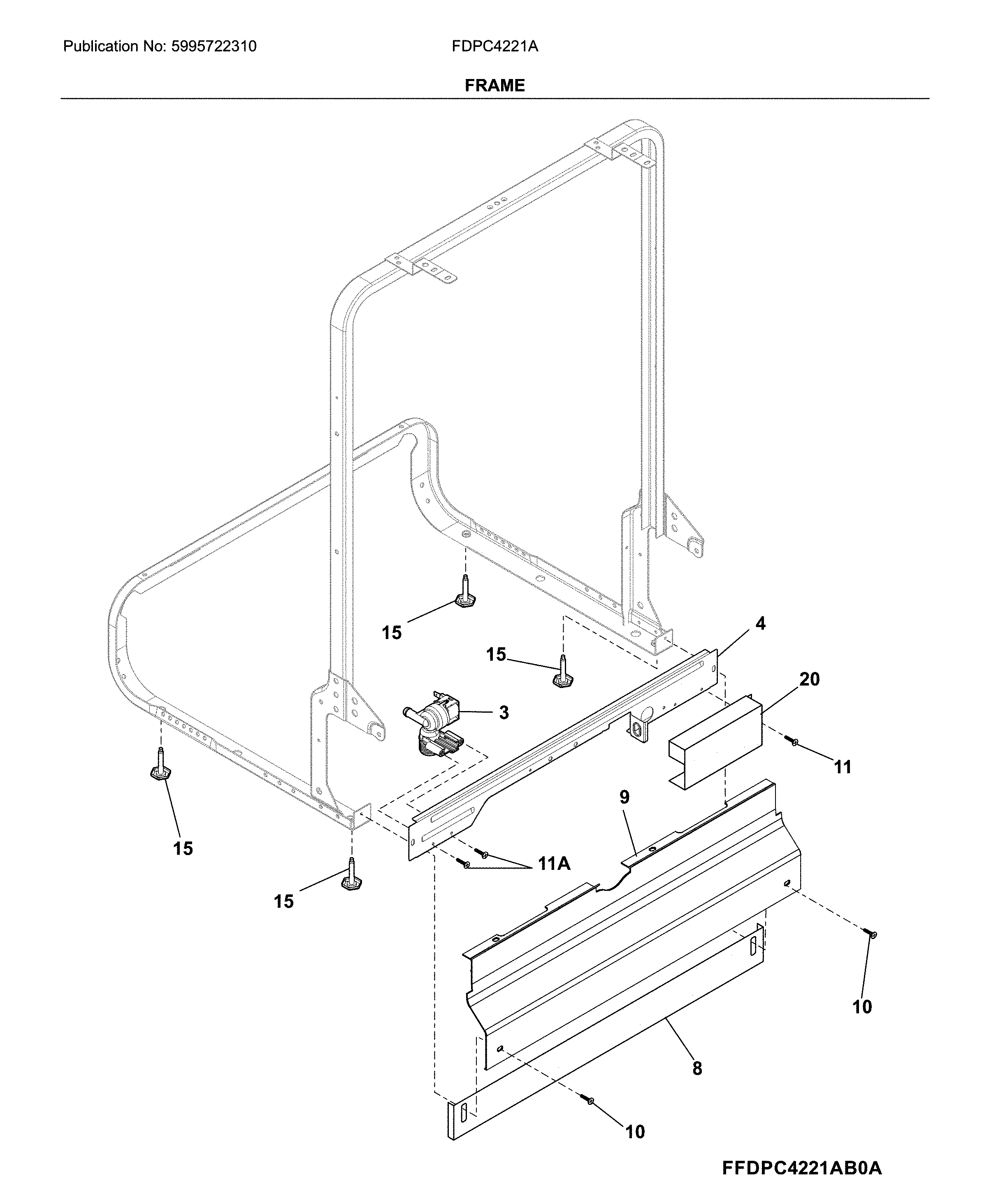 Frigidaire FDPC4221AB0A frame diagram