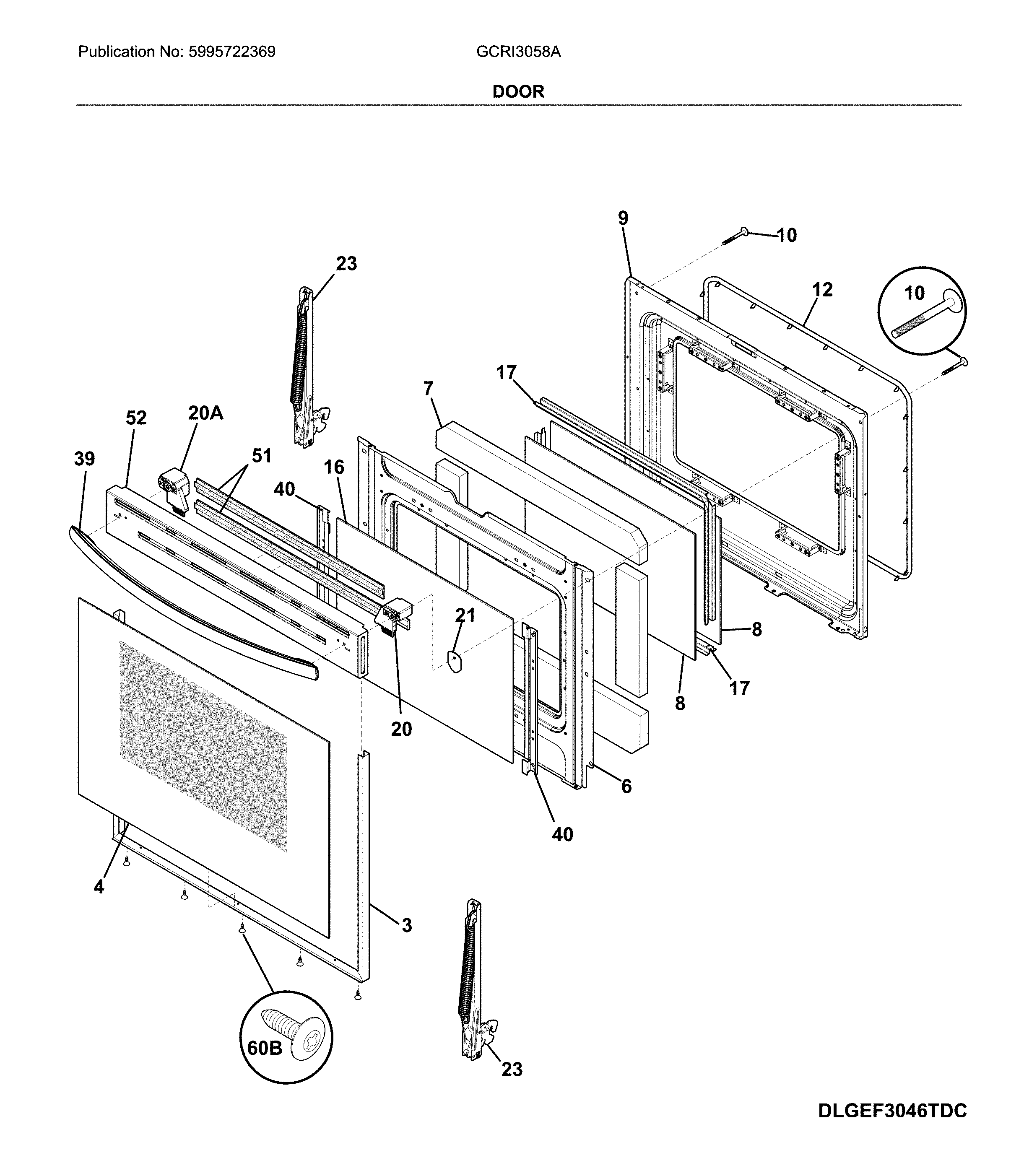 Frigidaire GCRI3058AFB door diagram