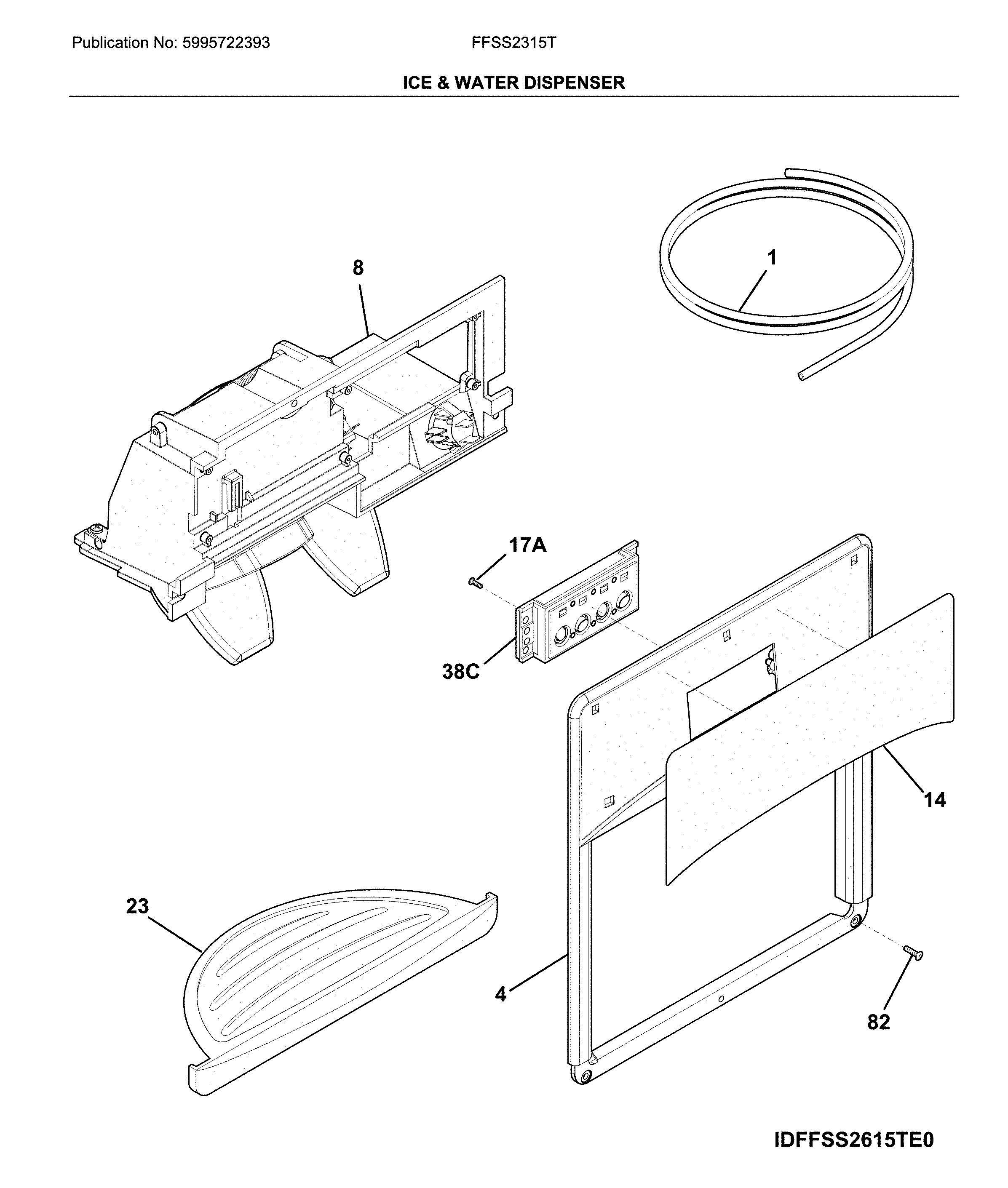 Frigidaire FFSS2315TD2 dispenser diagram