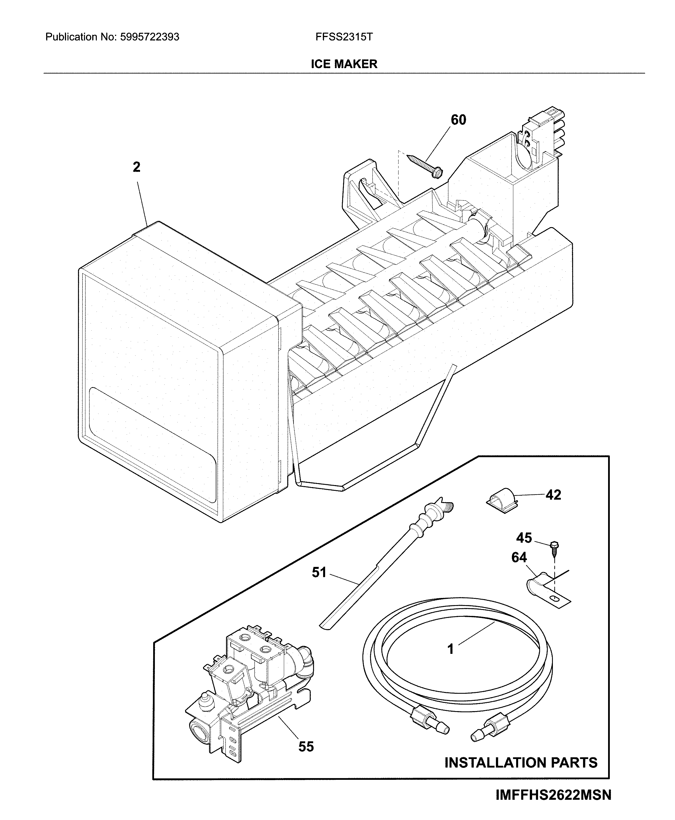 Frigidaire FFSS2315TD2 ice maker diagram